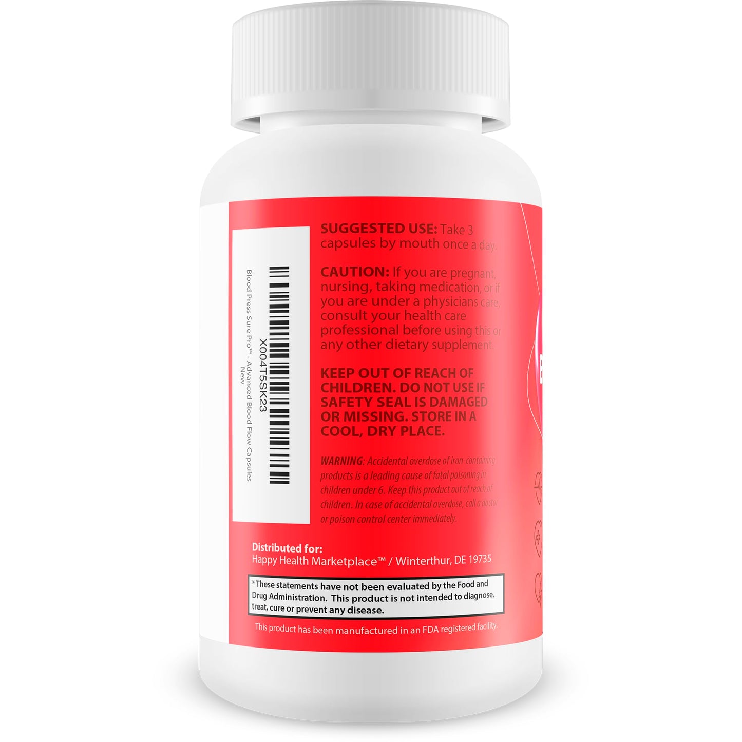 Happy Health Marketplace Blood Press Sure Pro With Magnesium 12 Capsules 90 Count