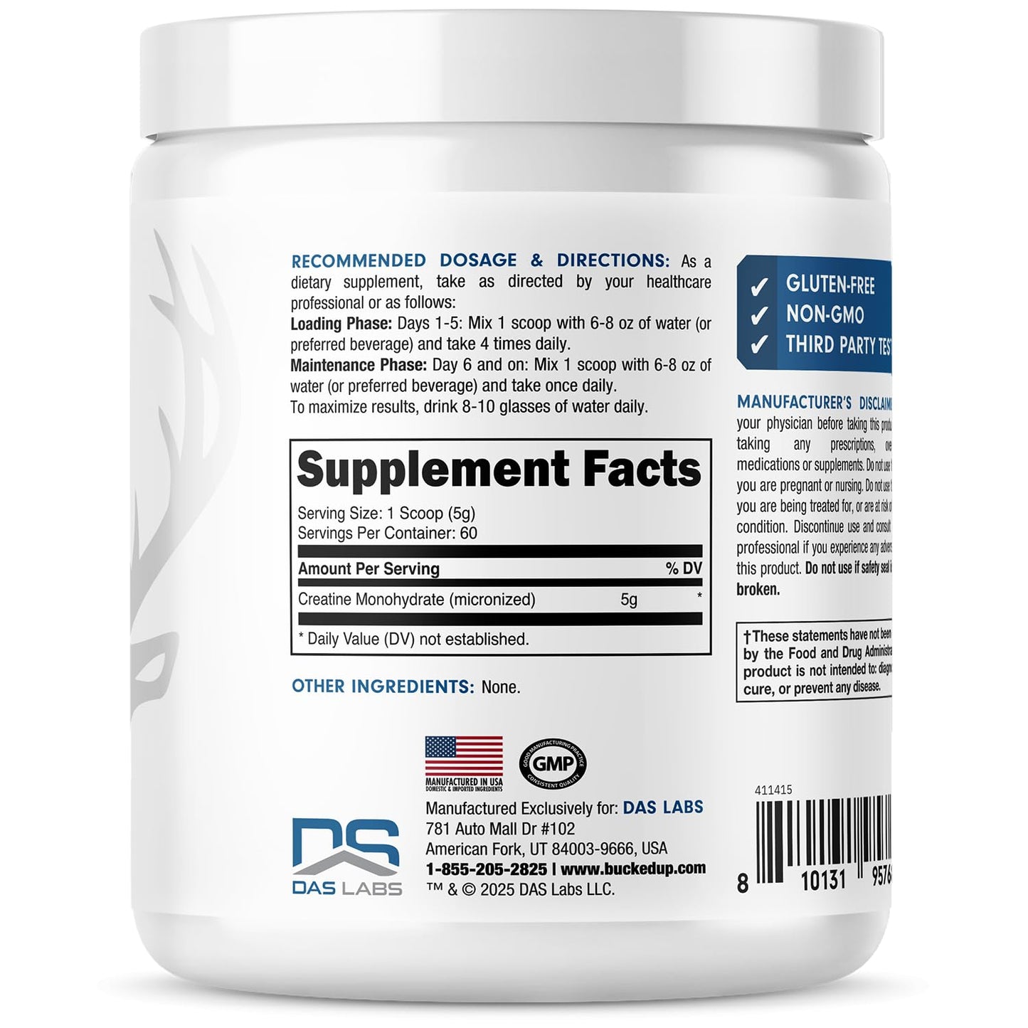 Bucked Up Pure Micronized Creatine Monohydrate Powder 300 g