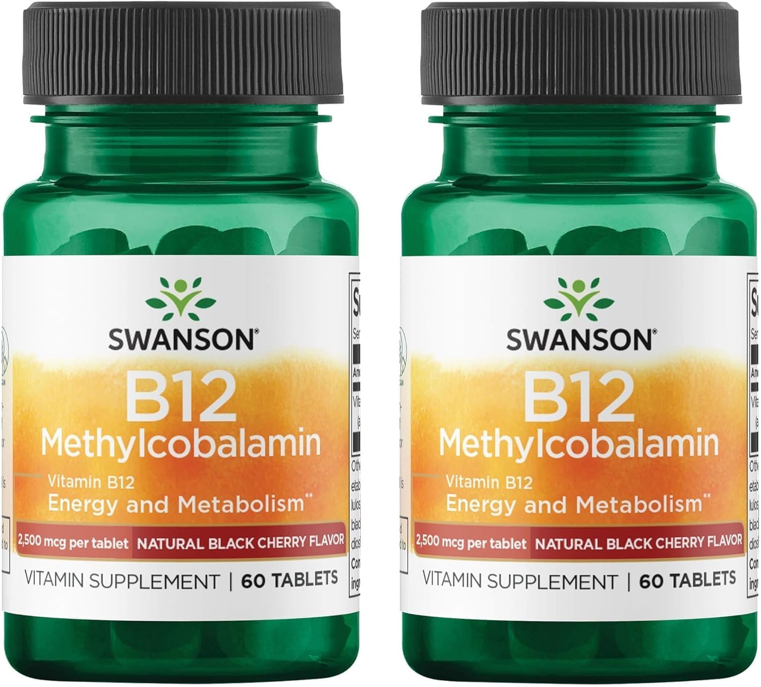 Swanson Vitamin B12 Methylcobalamin - Natural Black Cherry Flavored 2,500 mcg, 120 Tablets
