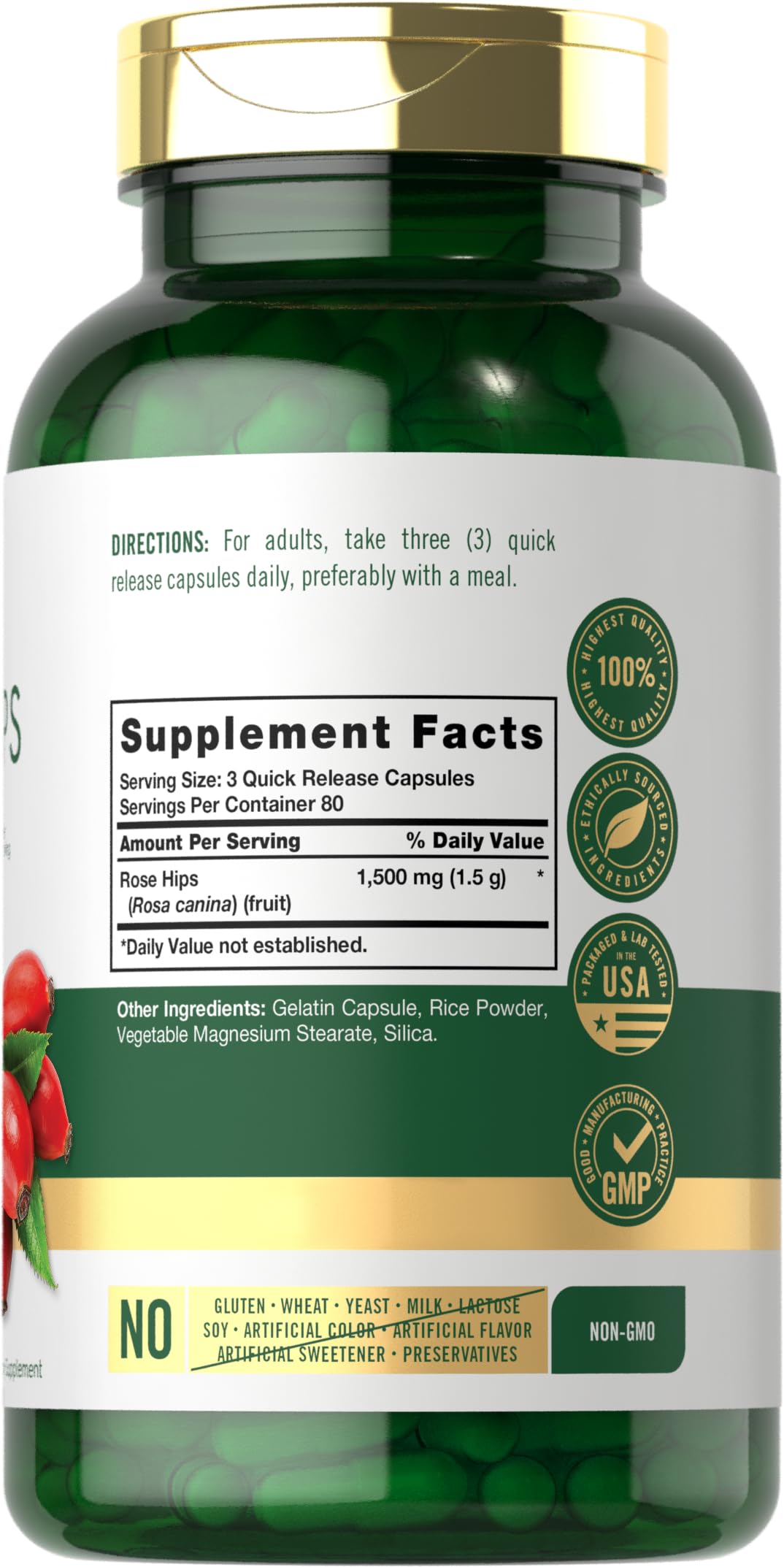 Carlyle Rose Hips 1500mg Capsules, 240 Count