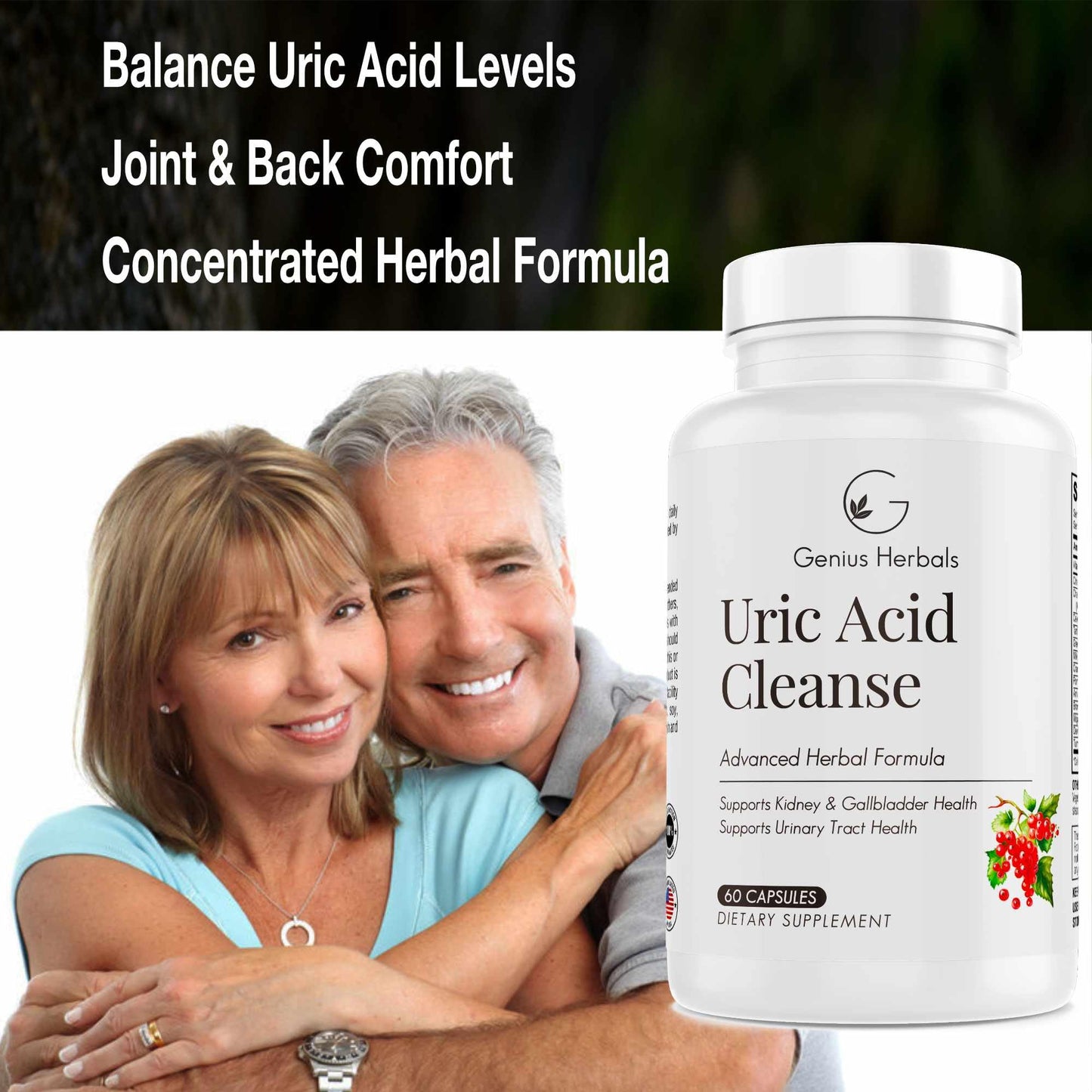 Genius Herbals Uric Acid Cleanse, 60 Capsules