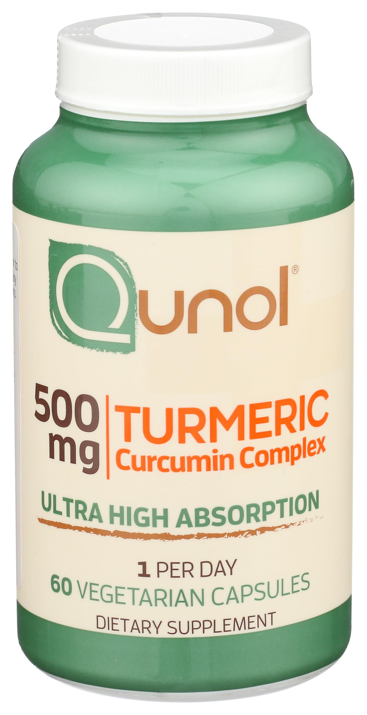 Qunol Turmeric Curcumin 500mg Vegetarian Capsules, 60 Count