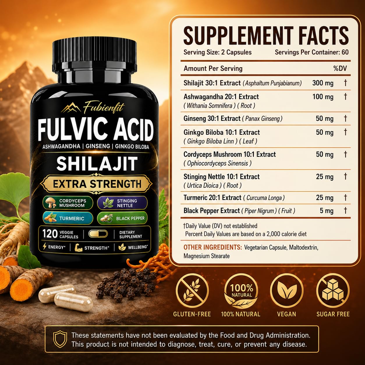Razuhu Premium Shilajit Capsules - Shilajit for Men, 120 Capsules