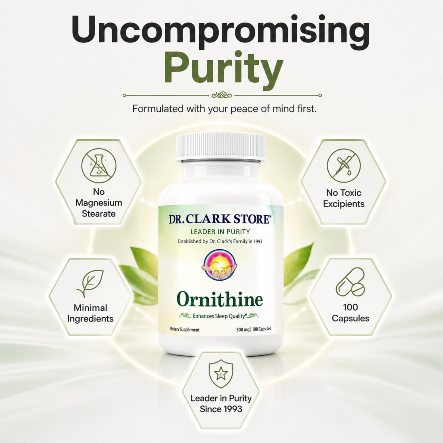 Dr Clark Store Ornithine Dietary Supplement 500mg Capsules, 100 Count