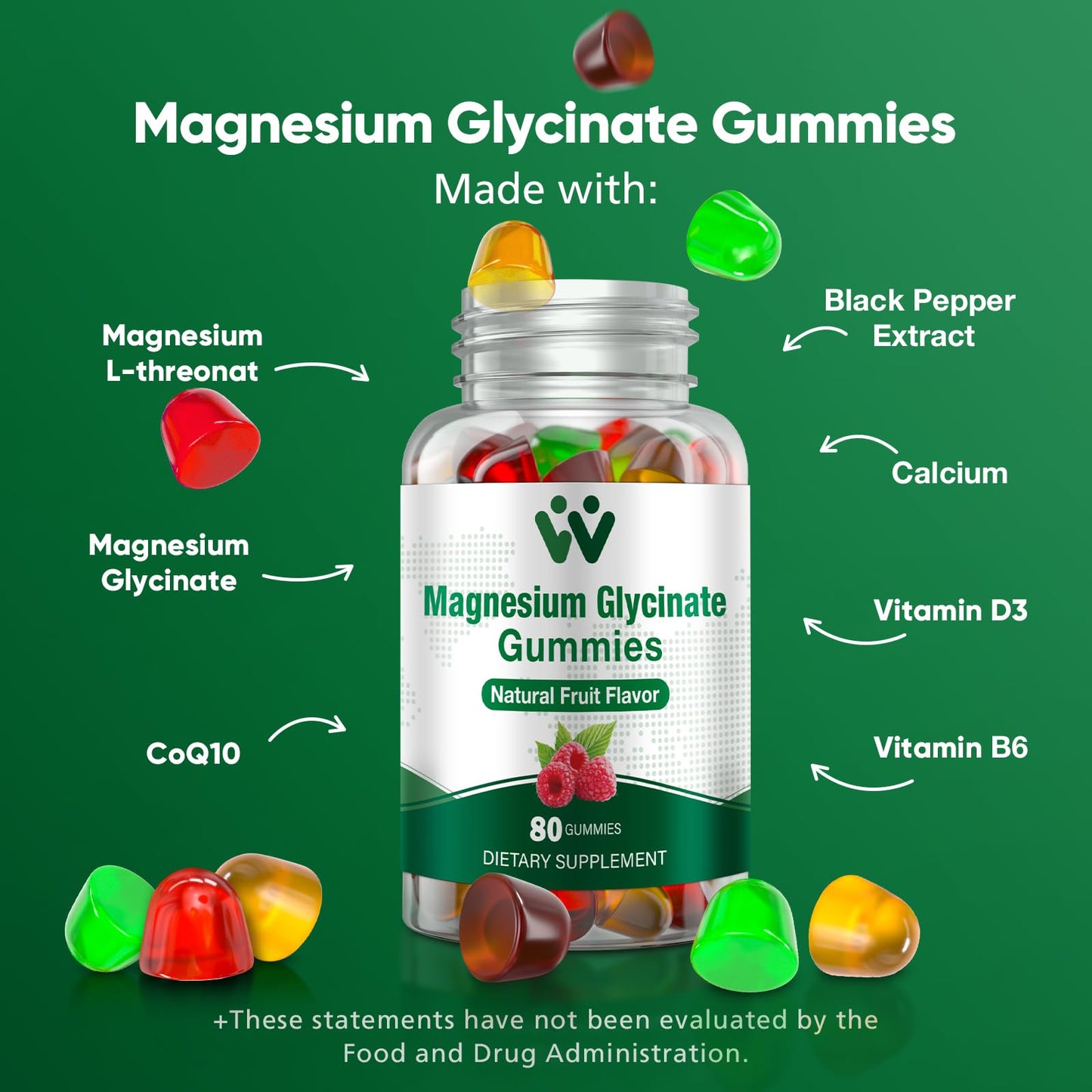 WACHRAY Magnesium Glycinate Gummy 80 Count