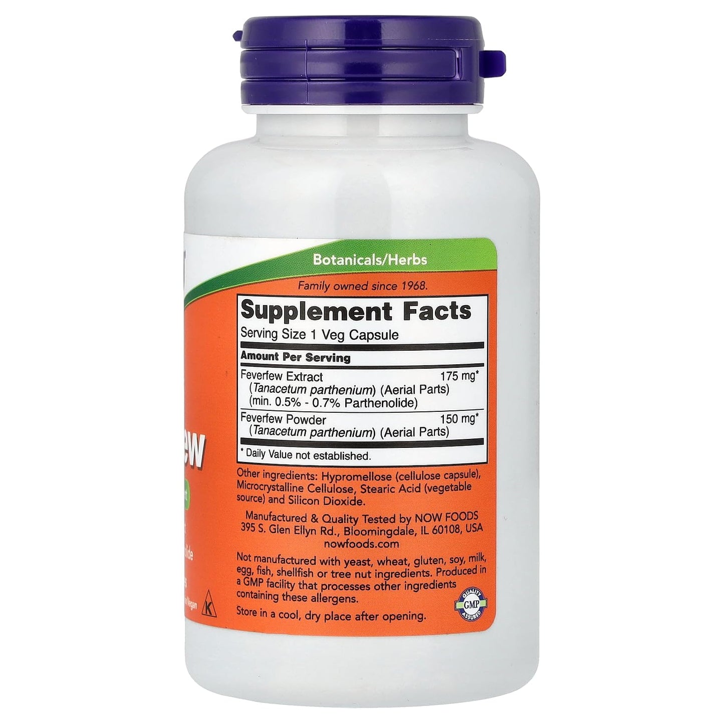 NOW Foods Feverfew Veg Capsules 100 Capsules