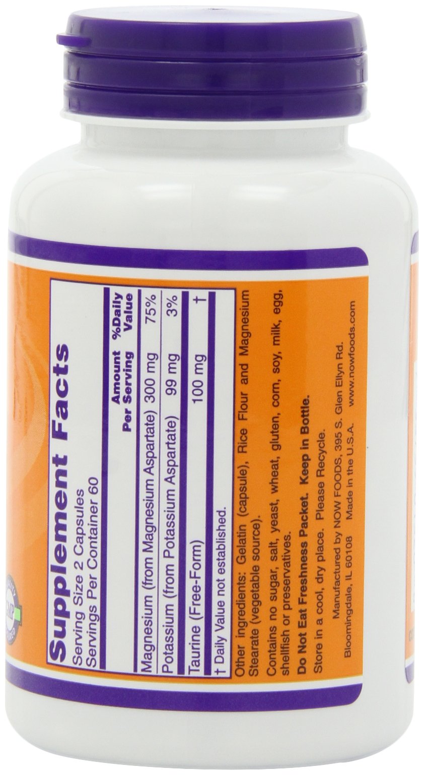 NOW Foods Magnesium and Potassium Aspartate with Taurine, 240 Capsules