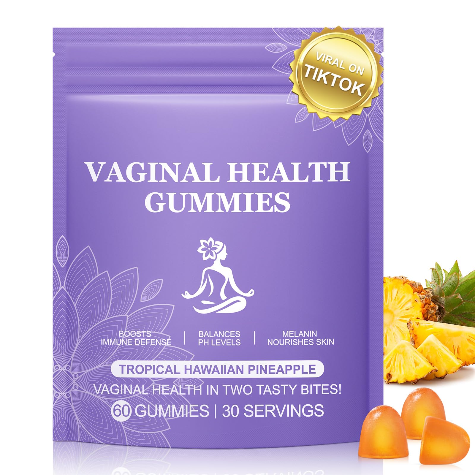 MXCZBSM Pineapple Gummies for Women PH Balance Probiotics Vaginal Gummies 60 Count
