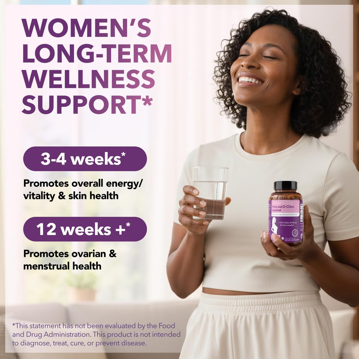 Intimate Rose Myo-Inositol & D-Chiro Inositol Supplement for Women - Hormone Balance & Ovarian Support for Women - Ideal 40:1 Ratio, Vitamin D3 + Ashwagandha