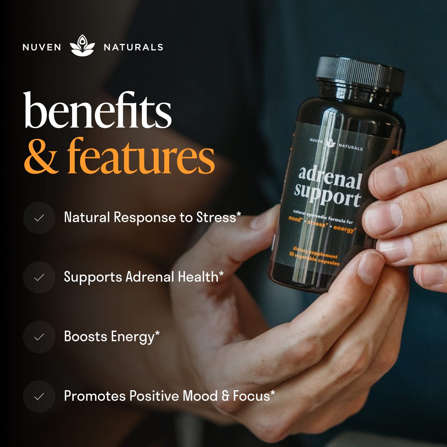 Nuven Naturals Adrenal Support Capsules, 90 Capsules