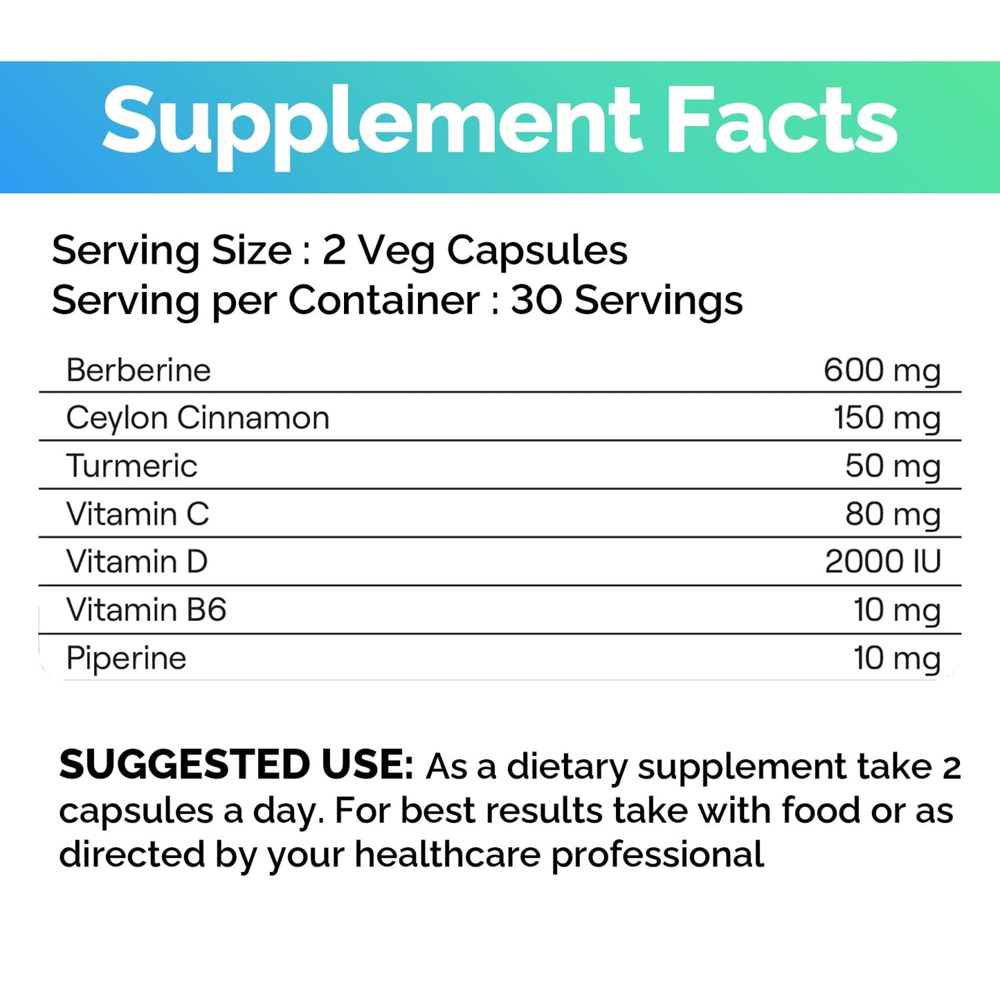 EchoHeals CEUTICALS Berberine Supplement Capsules, 60 Count