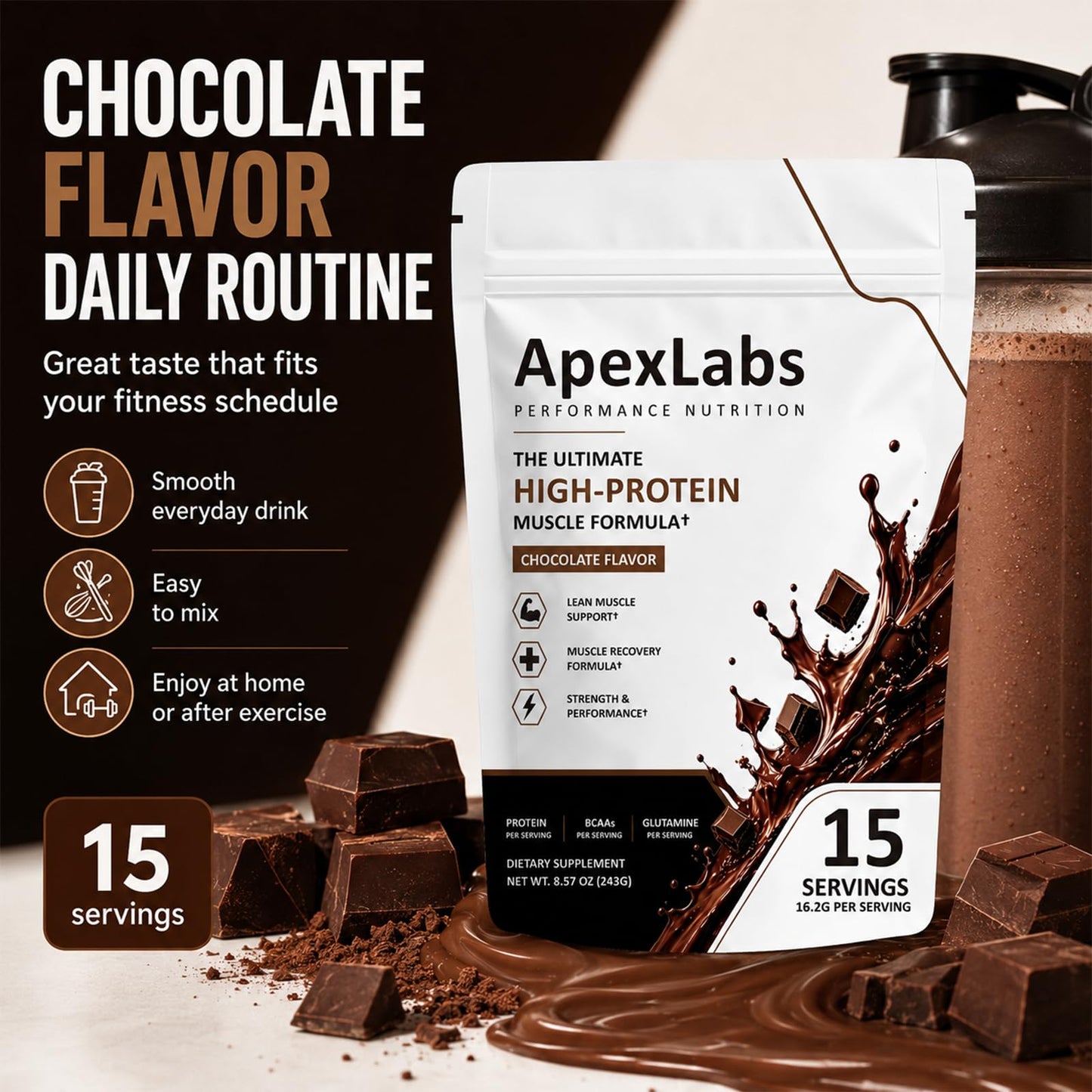 Fuxvao Apex Labs Muscle Powder Chocolate Powder, 16
