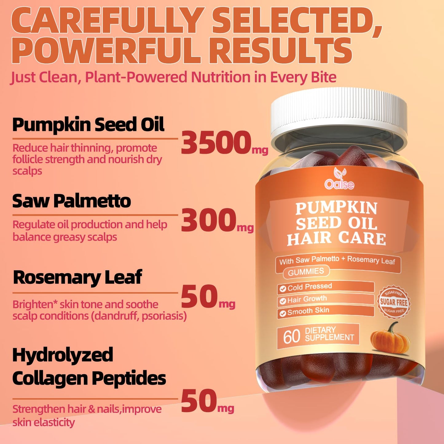 OALSE Pumpkin Seed Oil with Saw Palmetto Gummies 60 Count