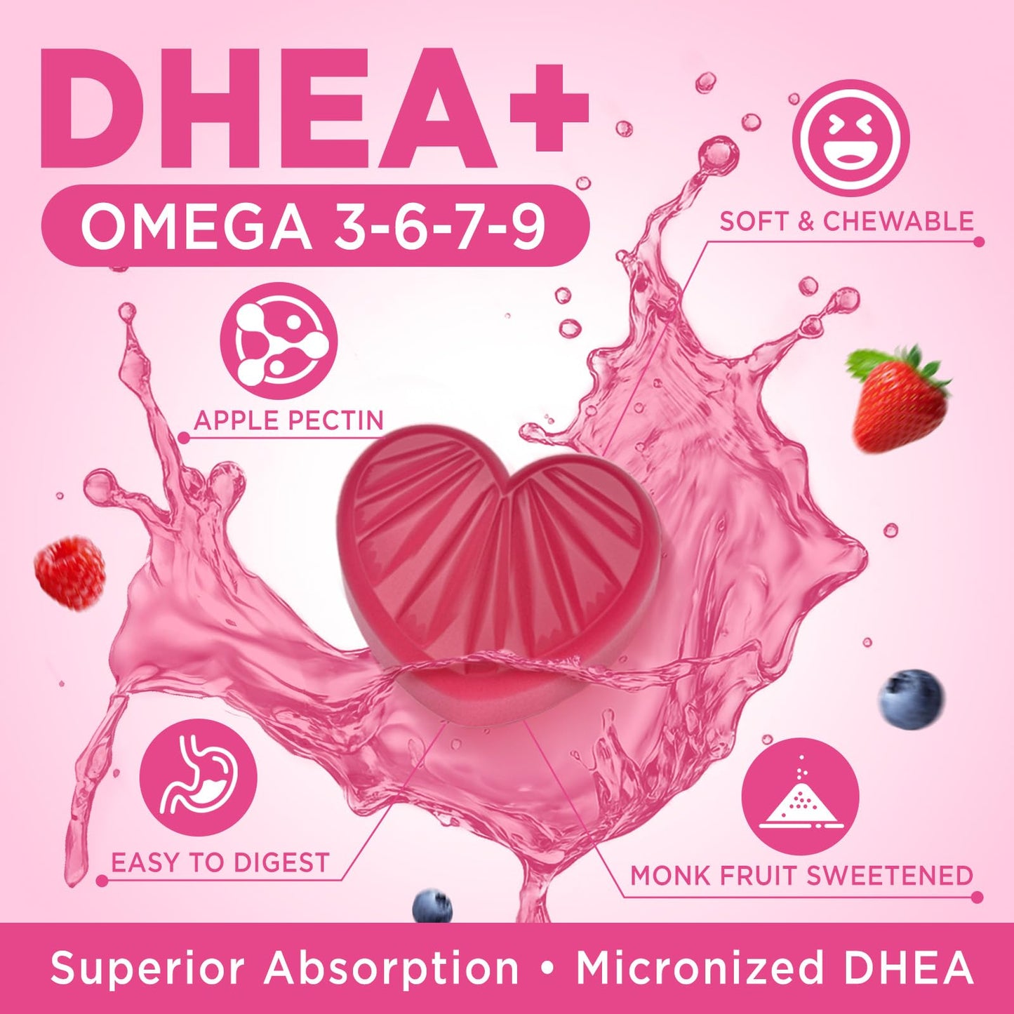 NATISLAND DHEA Gummy Supplement for Women, 25 mg per Gummy, 60 Gummies