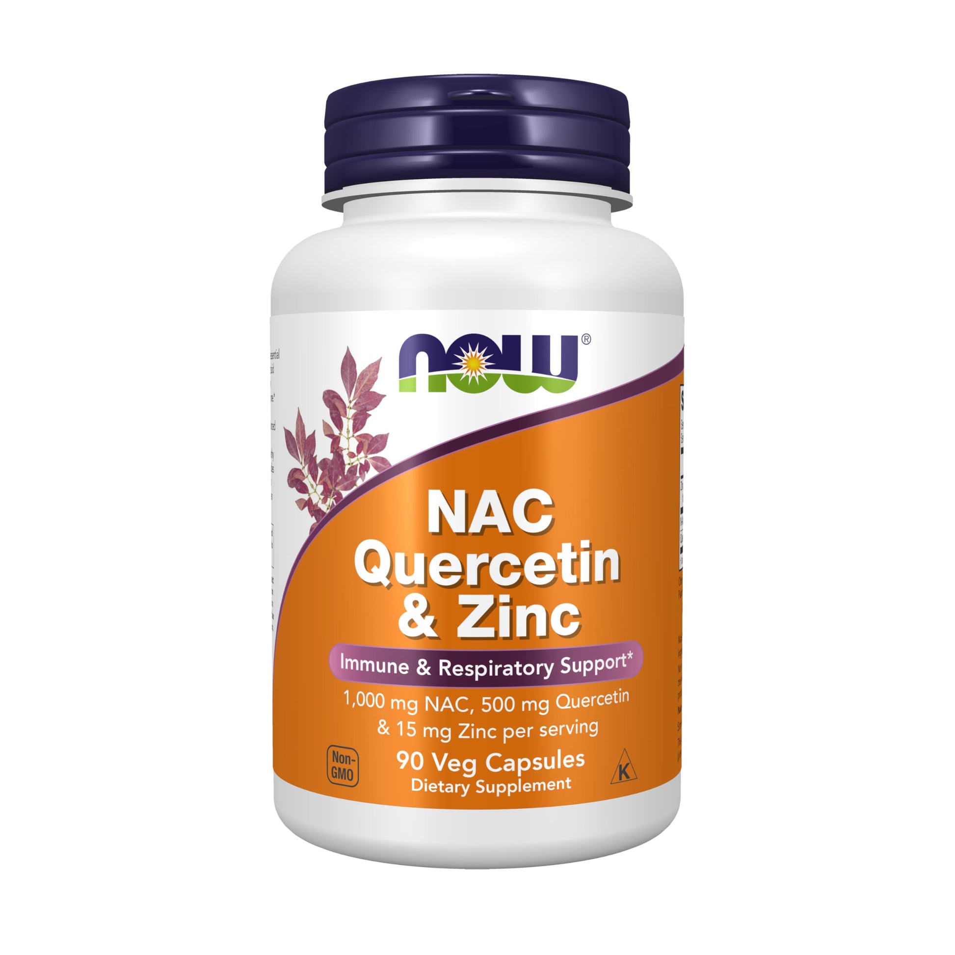 NOW Foods NAC Quercetin and Zinc Immune and Respiratory Support Capsules 90 Count