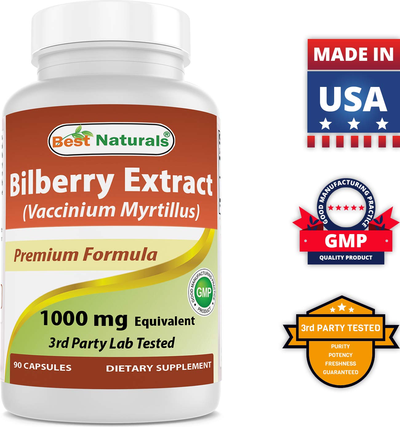 Best Naturals Bilberry Extract 1000mg & Tart Cherry Extract 1000 mg Capsules, 2 Count