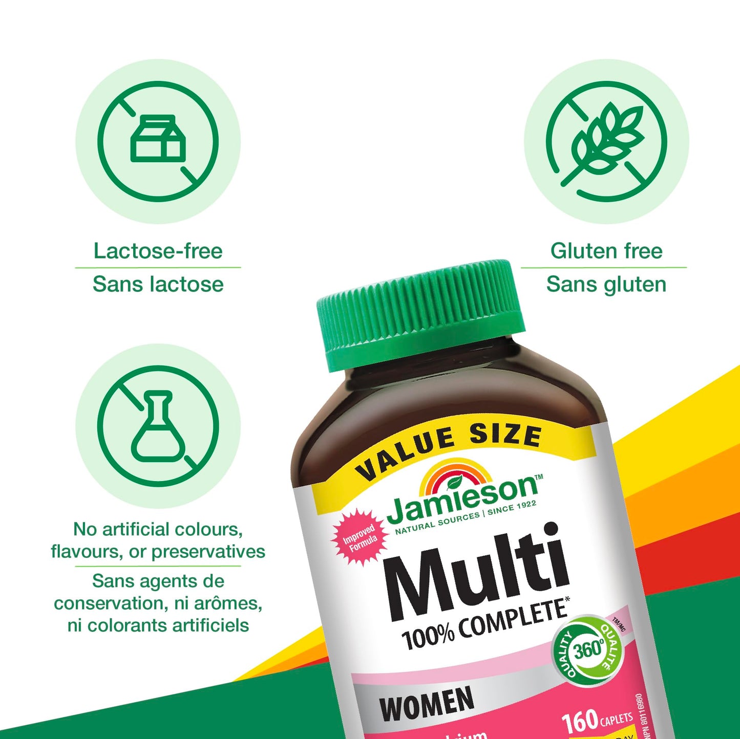Jamieson Laboratories Jamieson 100% Complete Multivitamin for Women Caplets, 160 Caplets