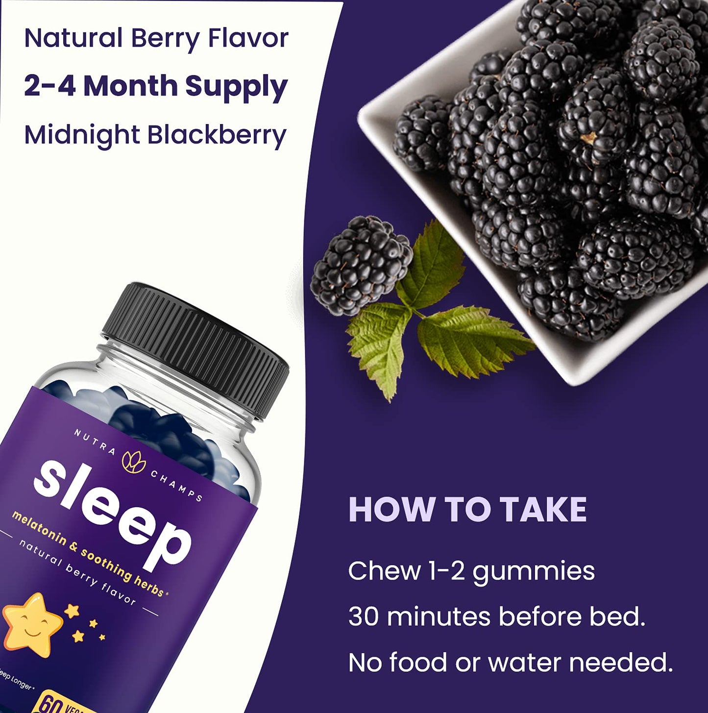 NutraChamps Sleep Gummies with Melatonin, 120 Gummies