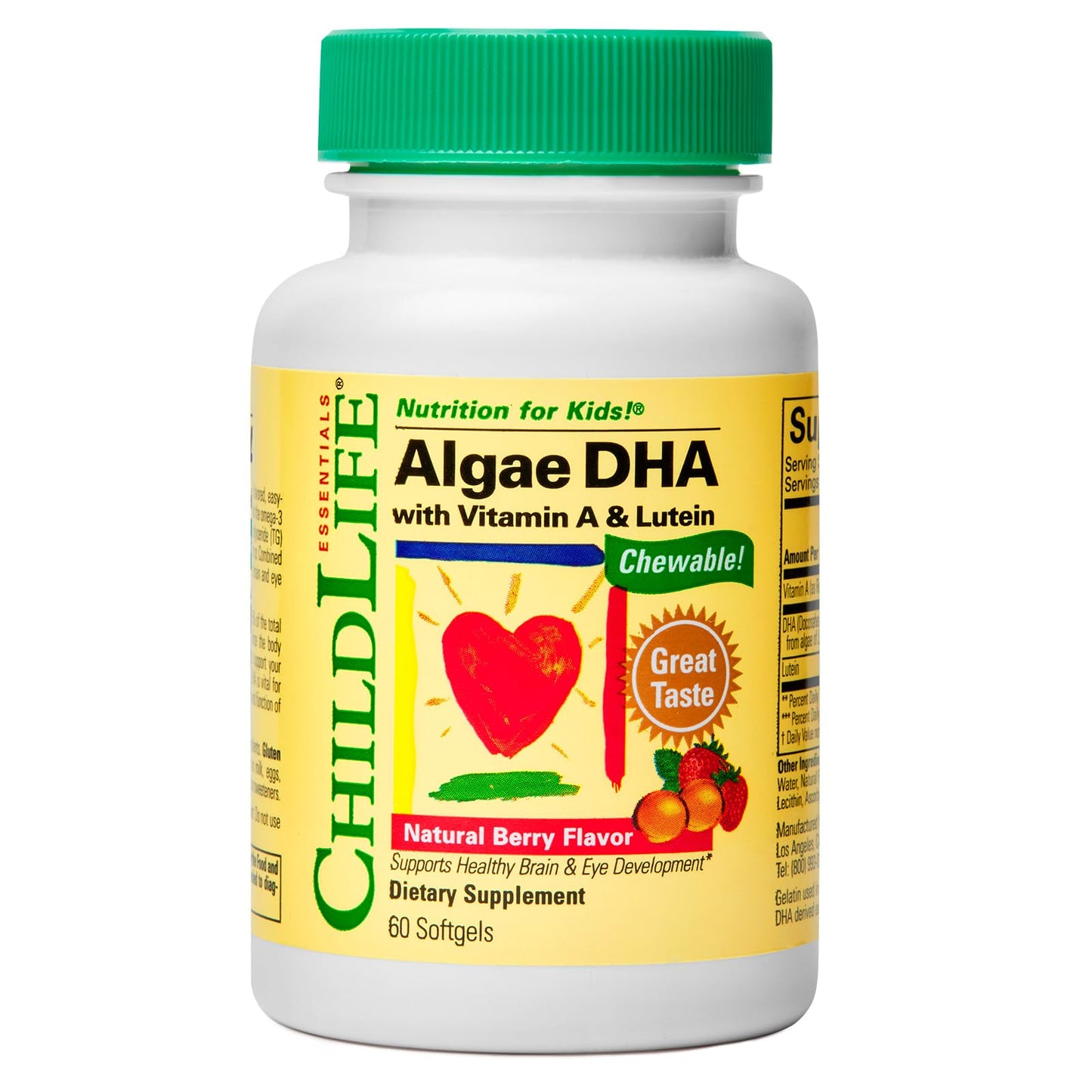 CHILDLIFE ESSENTIALS Algae DHA with Vitamin A & Lutein Softgels 60