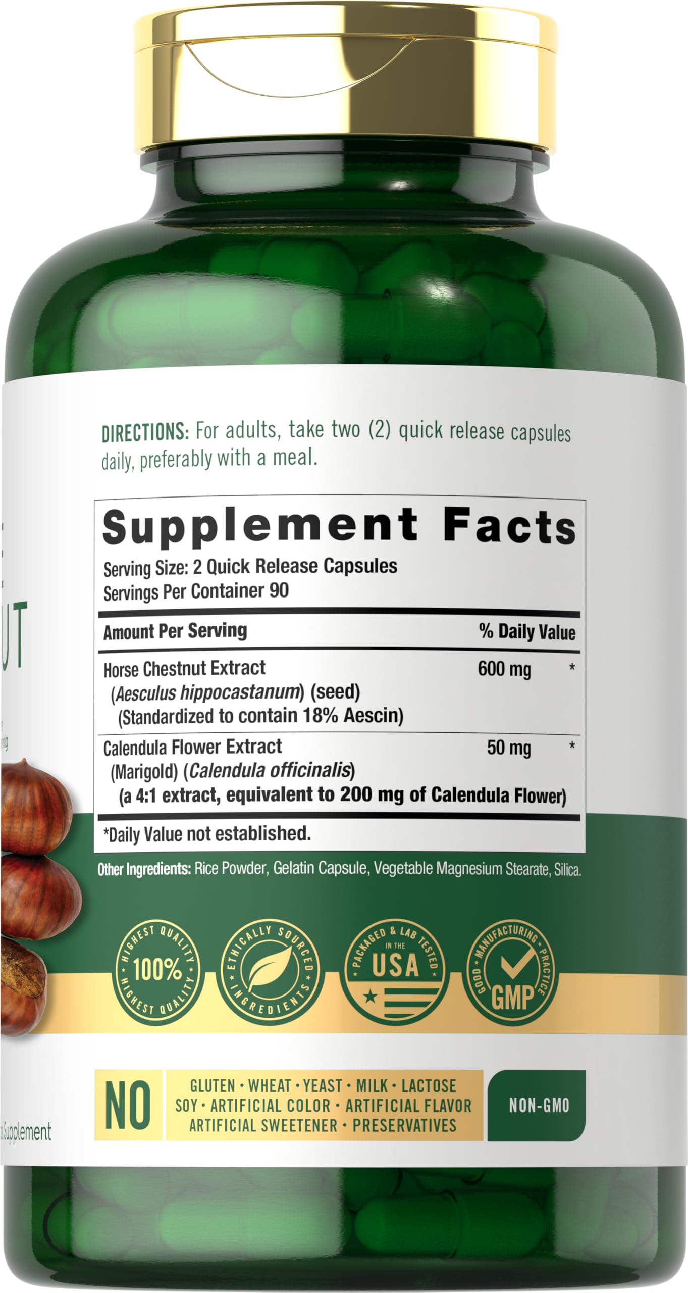 Carlyle Horse Chestnut Extract 600mg Capsule, 180 Count