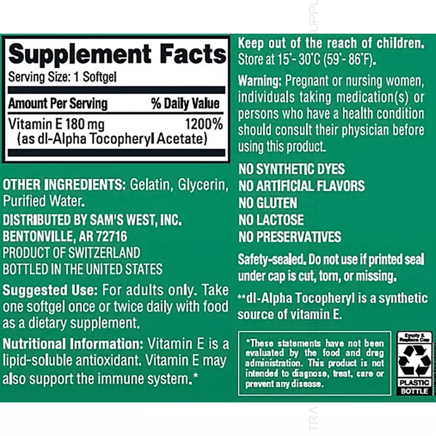 Generic Vitamin E Softgels 1 Count