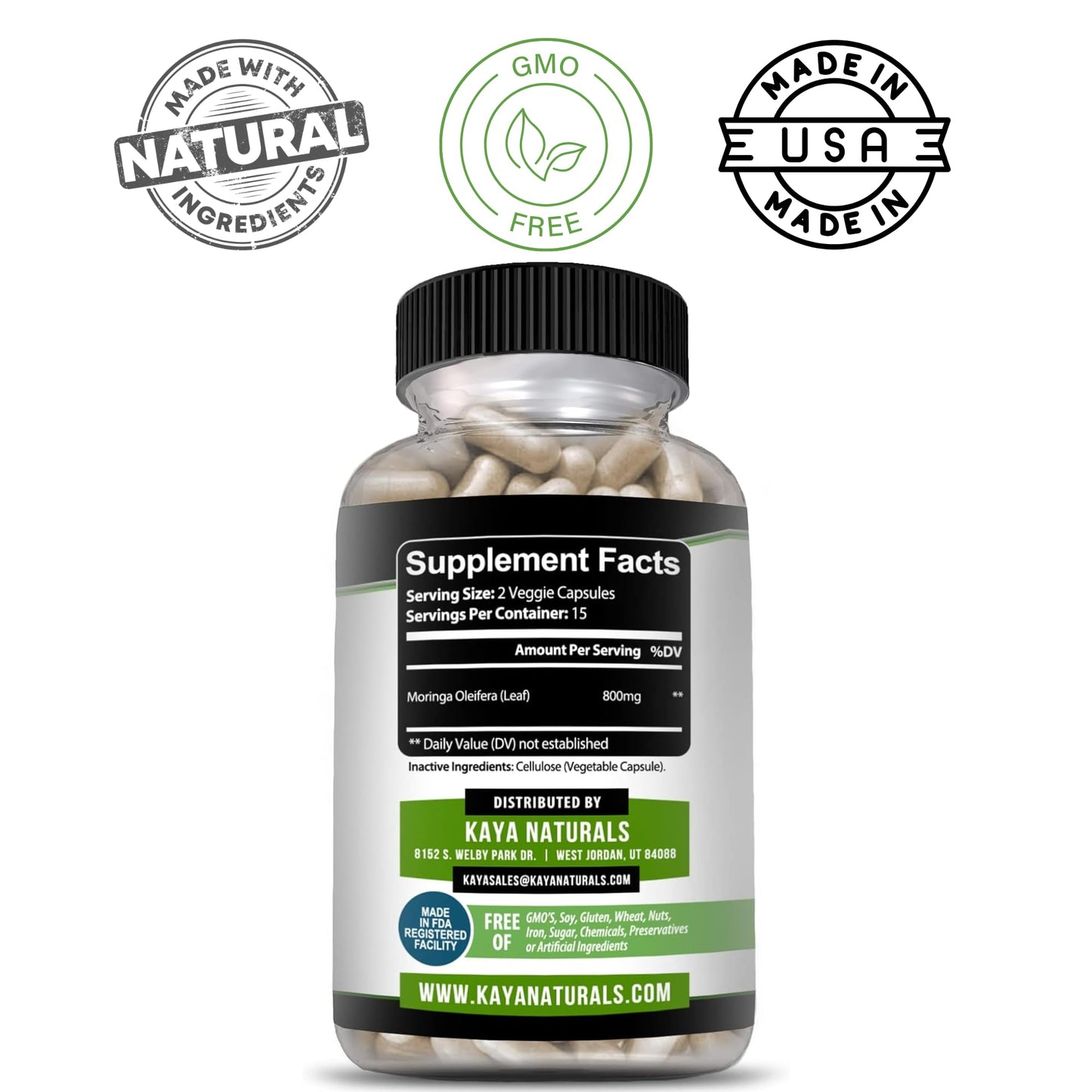 Kaya Naturals Moringa Leaf Extract Capsule, 30 Count