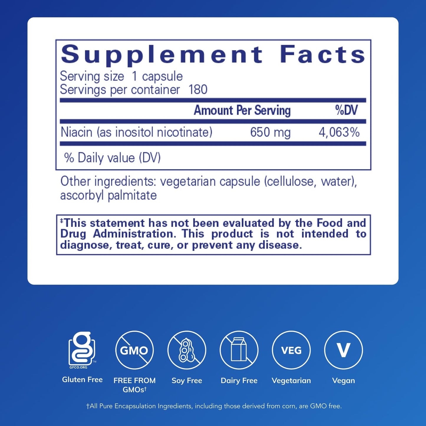 Pure Encapsulations Niacitol 650 mg, 180 Capsules