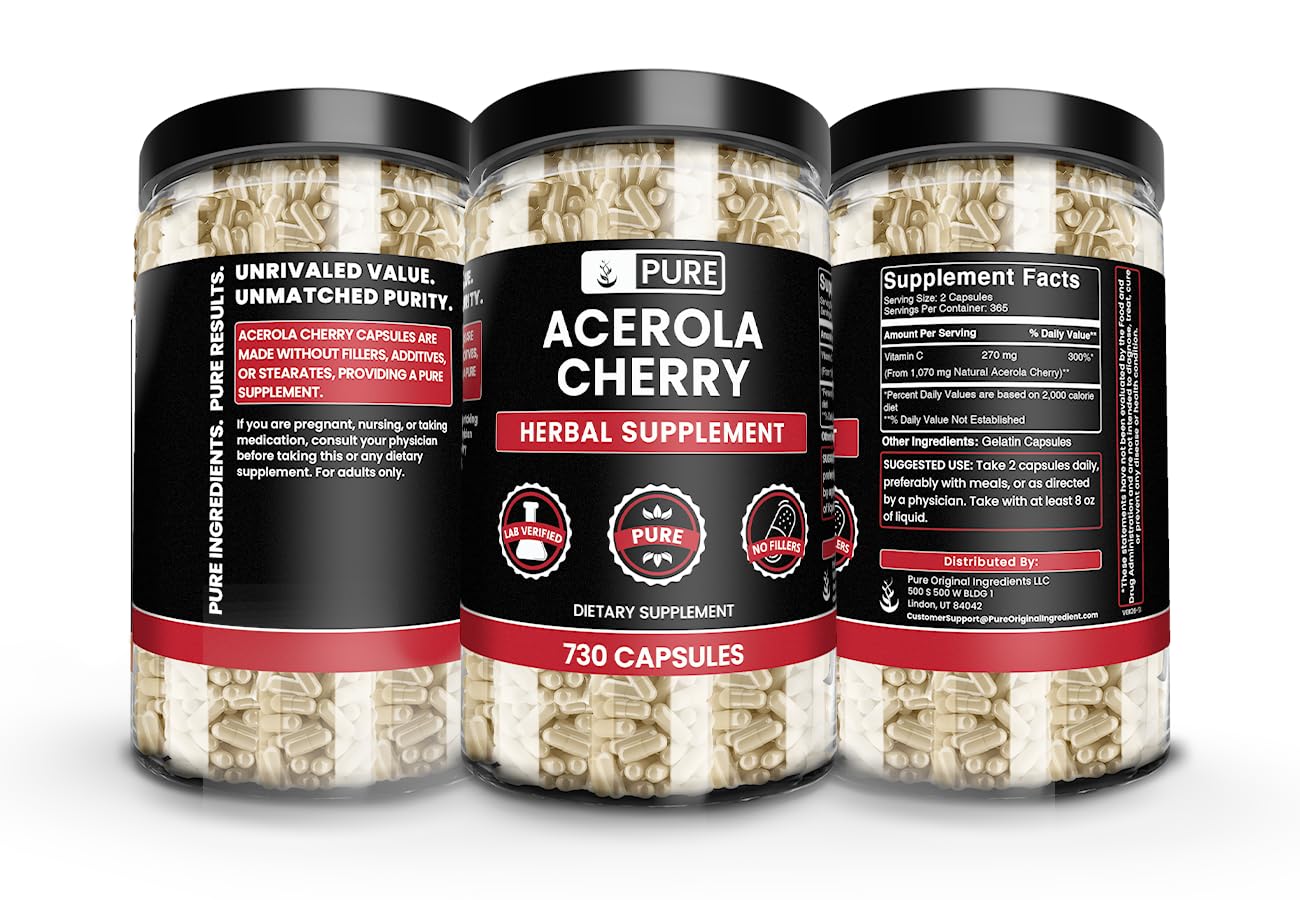 Pure Original Ingredients Acerola Cherry Capsules 730 Count
