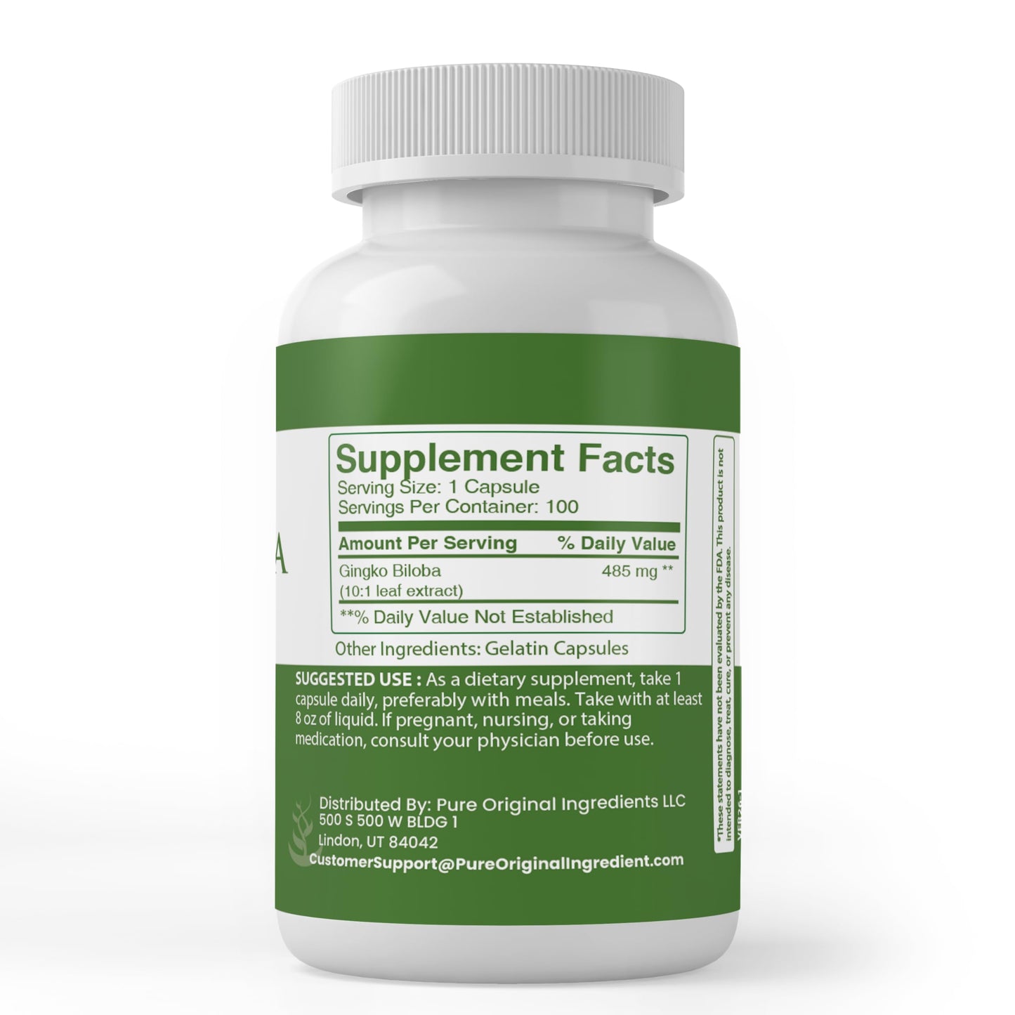 PURE ORIGINAL INGREDIENTS Ginkgo Biloba Capsule, 100 Capsules