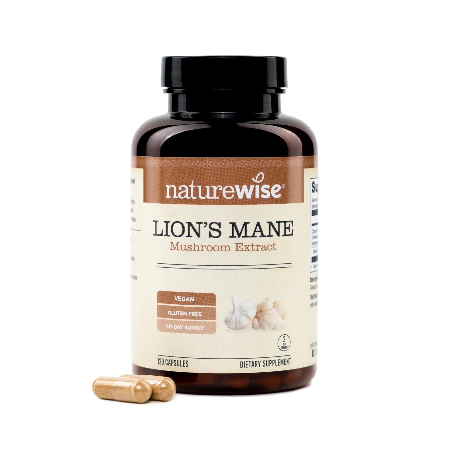 NatureWise Lions Mane Mushroom Caplets 120 Count