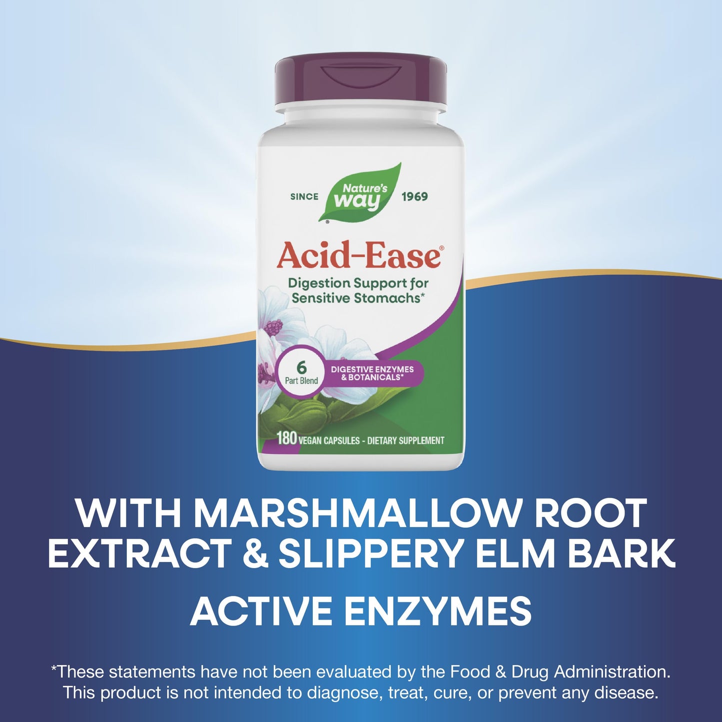 Nature's Way Acid Ease Digestive Support for Sensitive Stomachs 180 Capsules