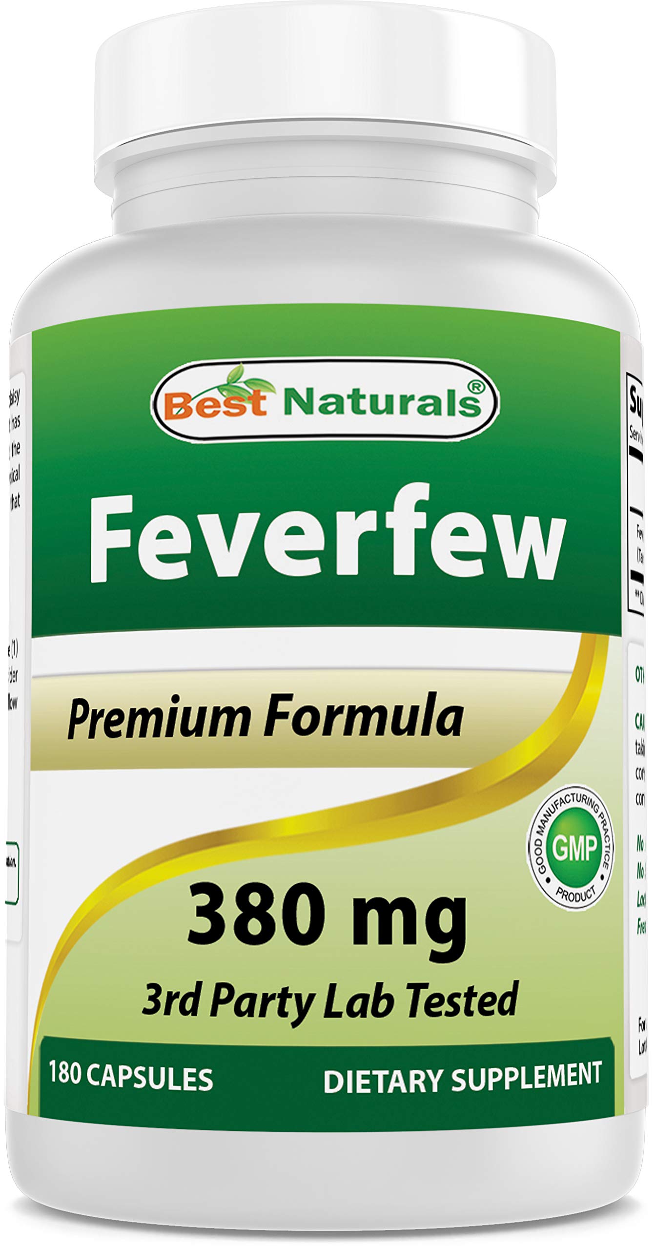 Best Naturals Feverfew 380 mg Capsules 180 Count