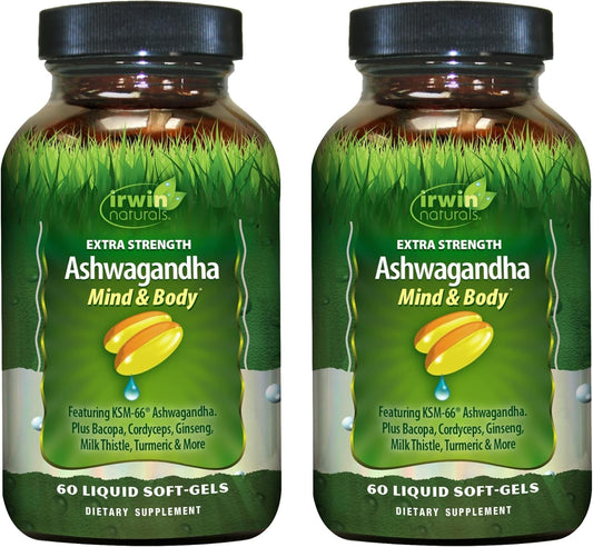 Irwin Naturals Extra Strength Ashwagandha Mind & Body Softgels, 2 Pack