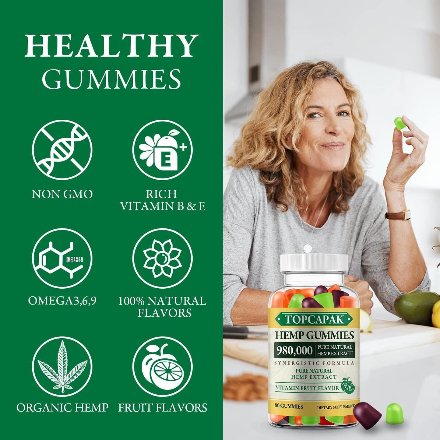 TOPCAPAK Hemp Gummies for Sleep, Pain, Anxiety - Advanced Extra Strength Supplement with High Potency Pure Hemp Oil Extract, 160 Gummies