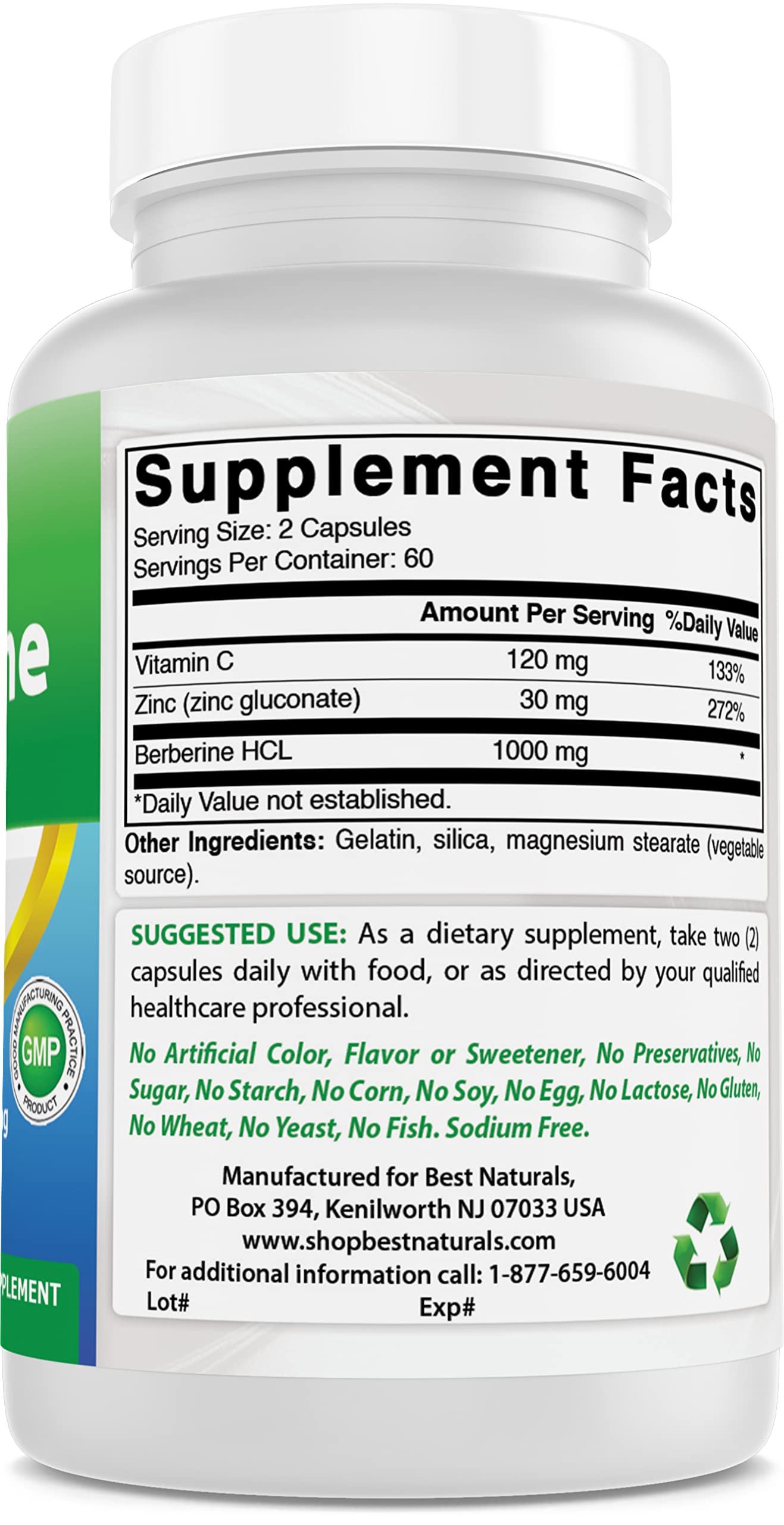 Best Naturals Berberine Plus 1000 mg/Serving 360 Capsules
