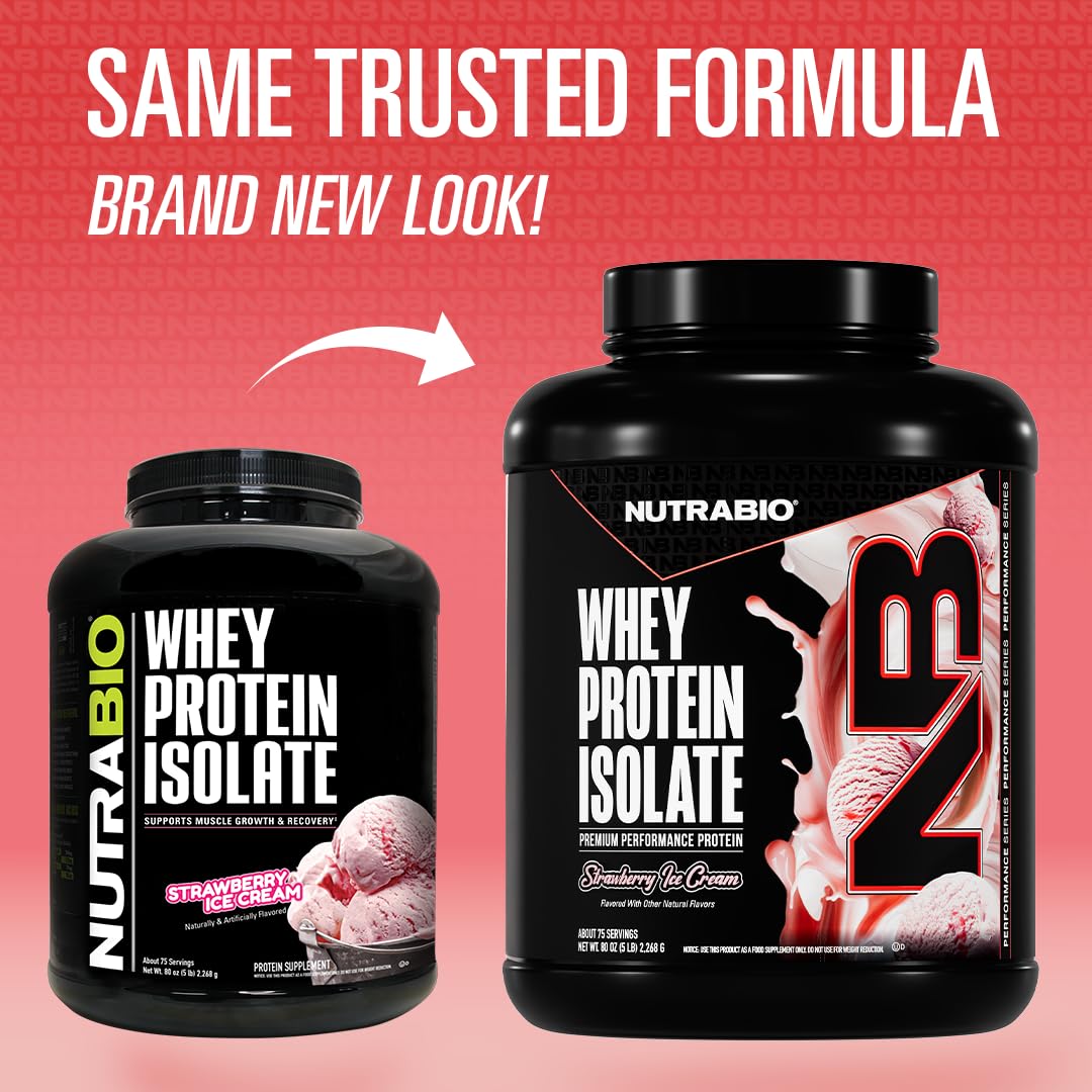 NutraBio 100% Whey Protein Isolate Powder, 80 Servings