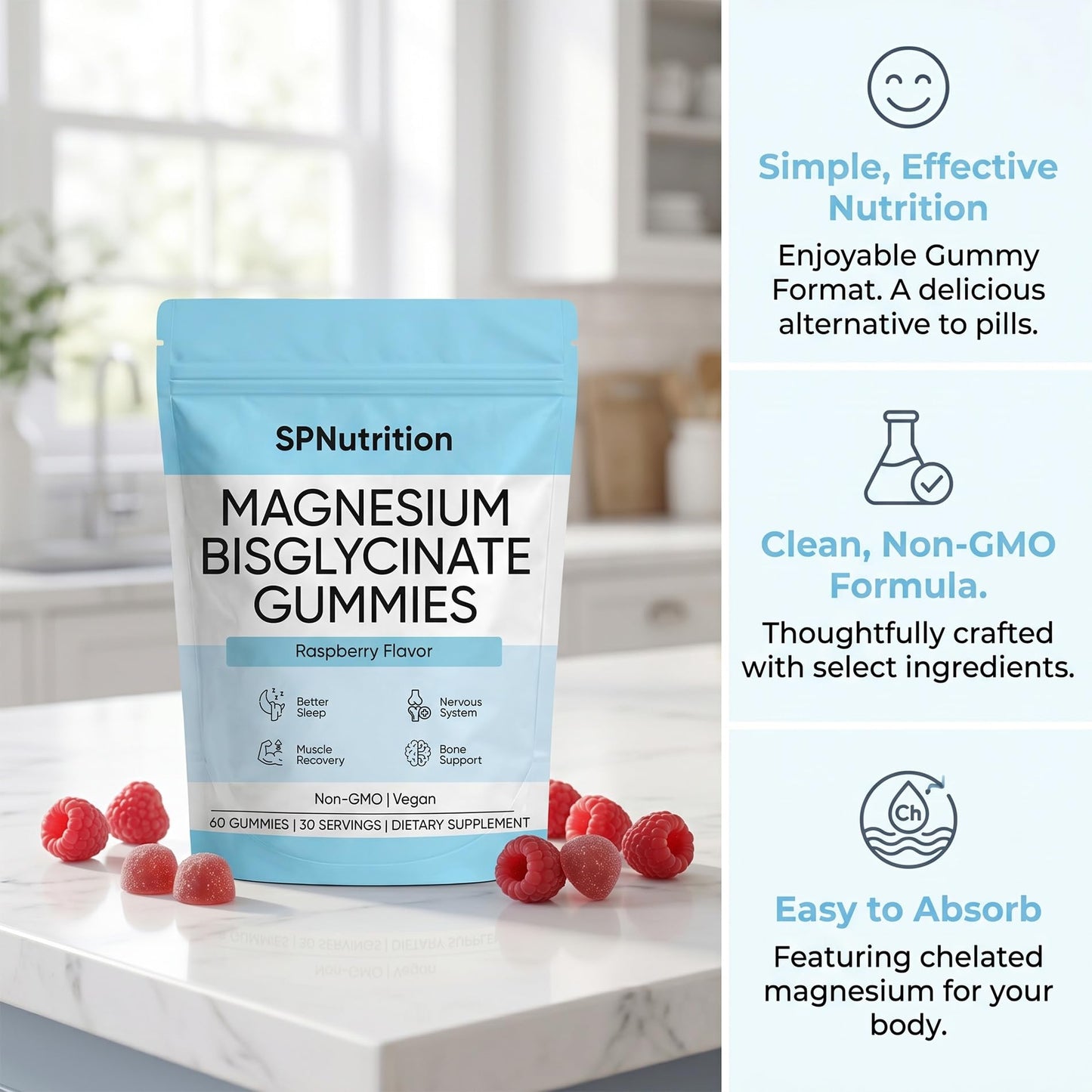 Awtse Spnutrition Magnesium Bisglycinate Gummies 60 Count
