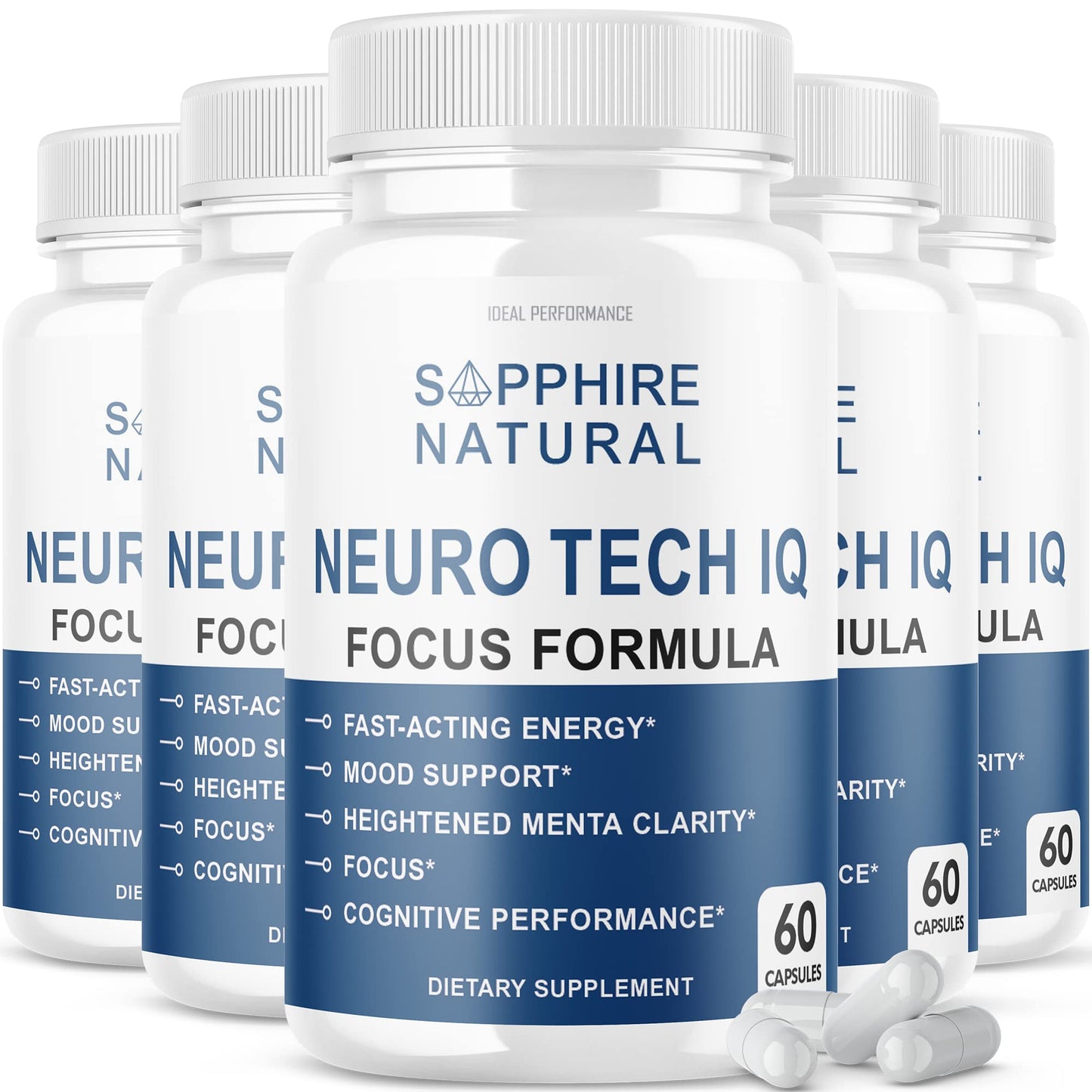 IDEAL PERFORMANCE Neuro Tech IQ Brain Supplement Neurotech IQ Focus Formula 300 Capsules