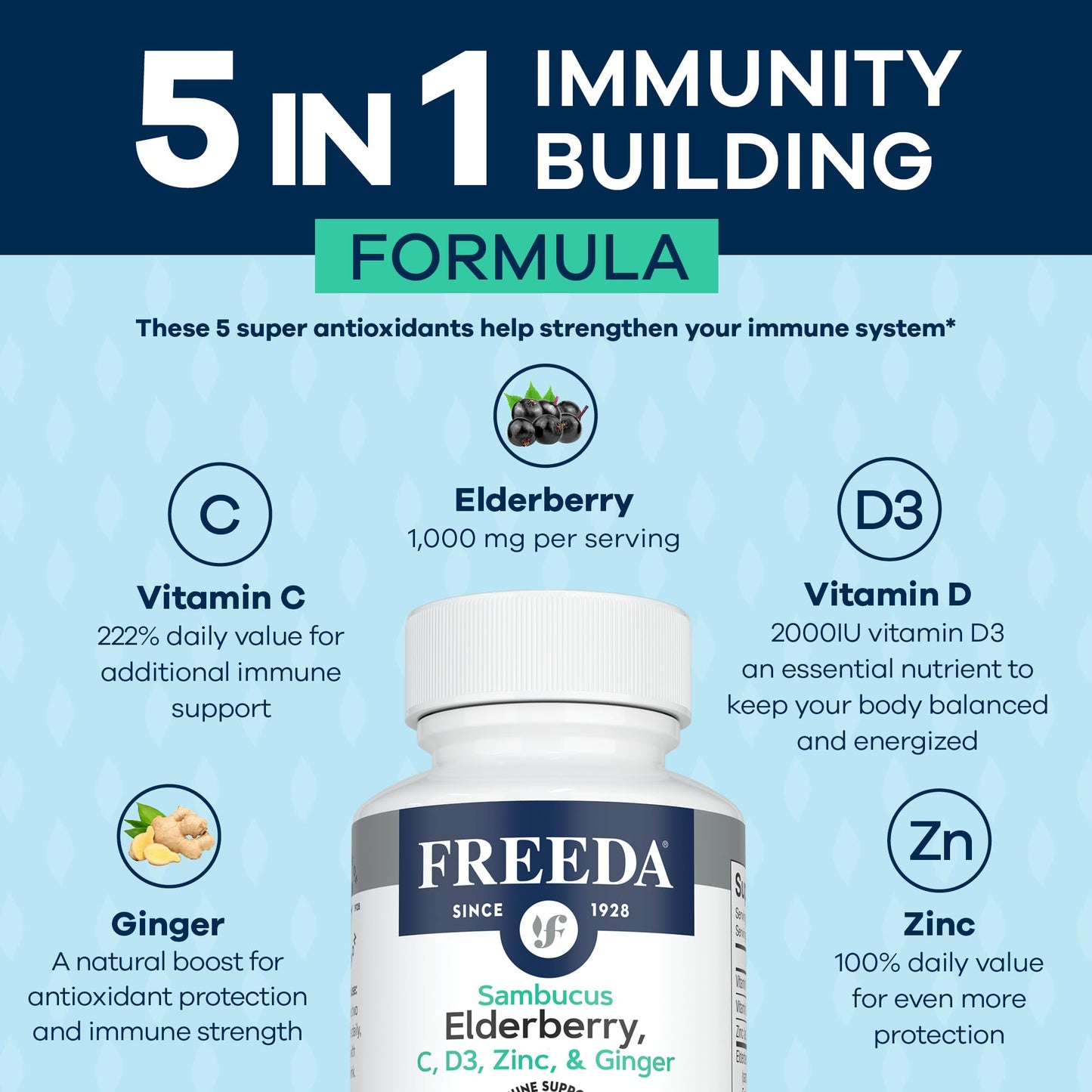 FREEDA Sambucus Elderberry Capsules 120 Count