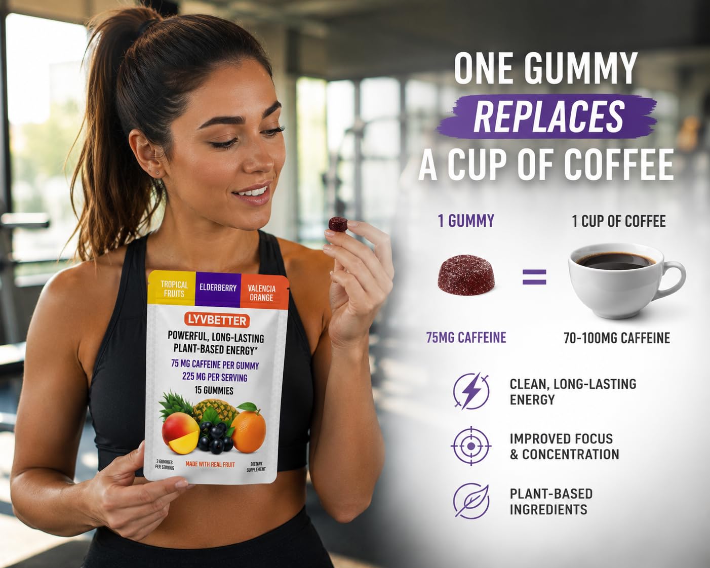 Lyvbetter Energy Gummies, 15 Gummies