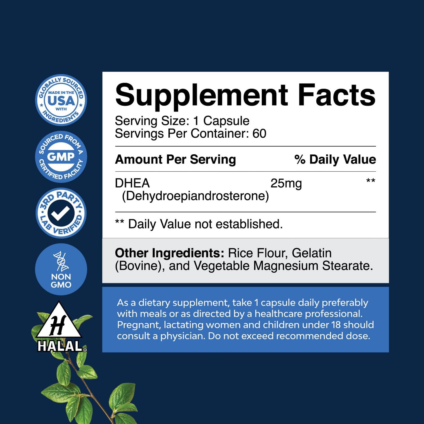 Natures Craft DHEA 25mg per Serving Capsule 60 Count