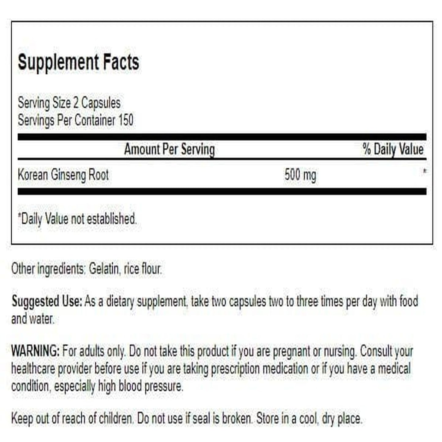 Swanson Full Spectrum Korean Ginseng 250 mg Capsule, 300 Capsules