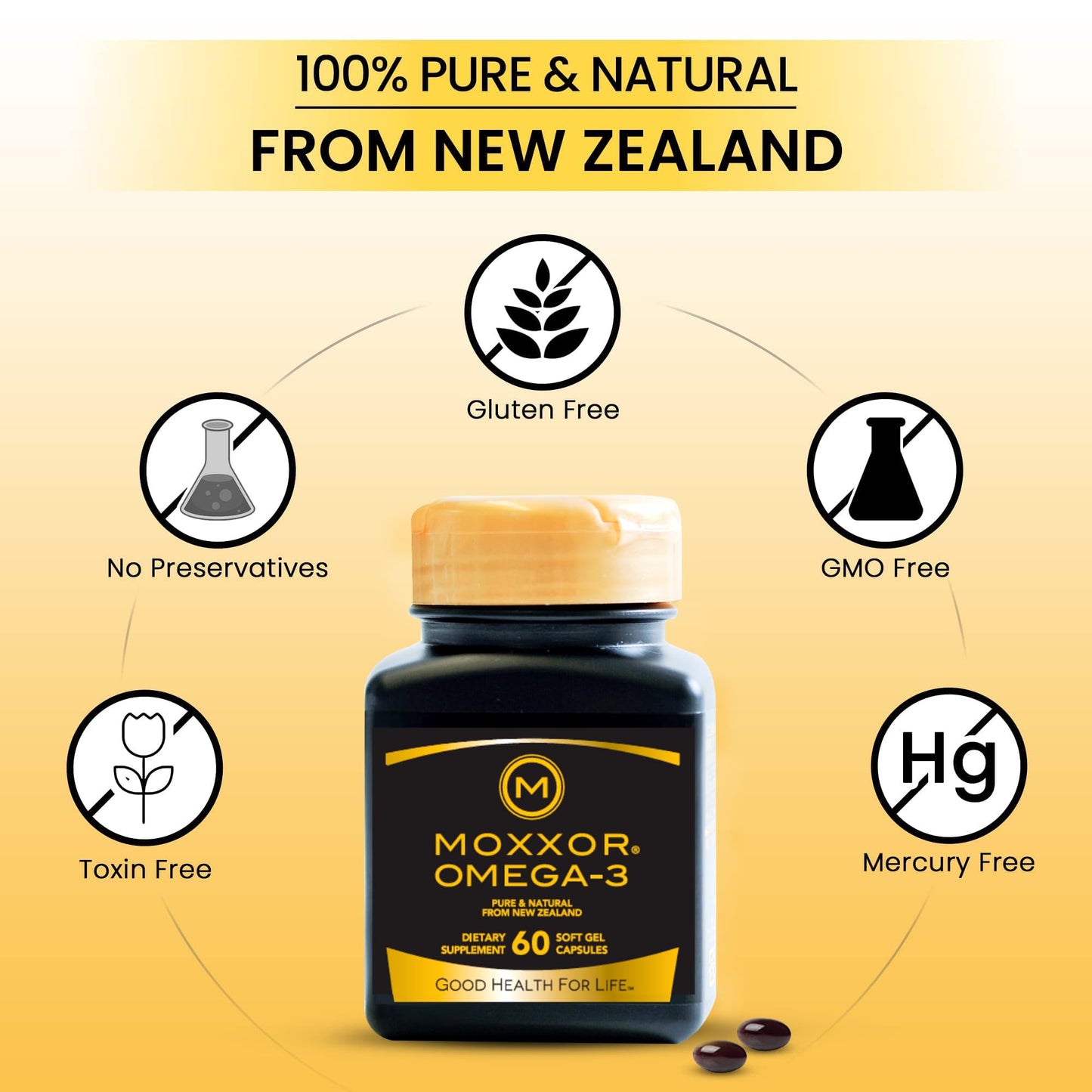 Moxxor Omega 3 New Zealand Green Lipped Mussel Oil Capsules, 1800