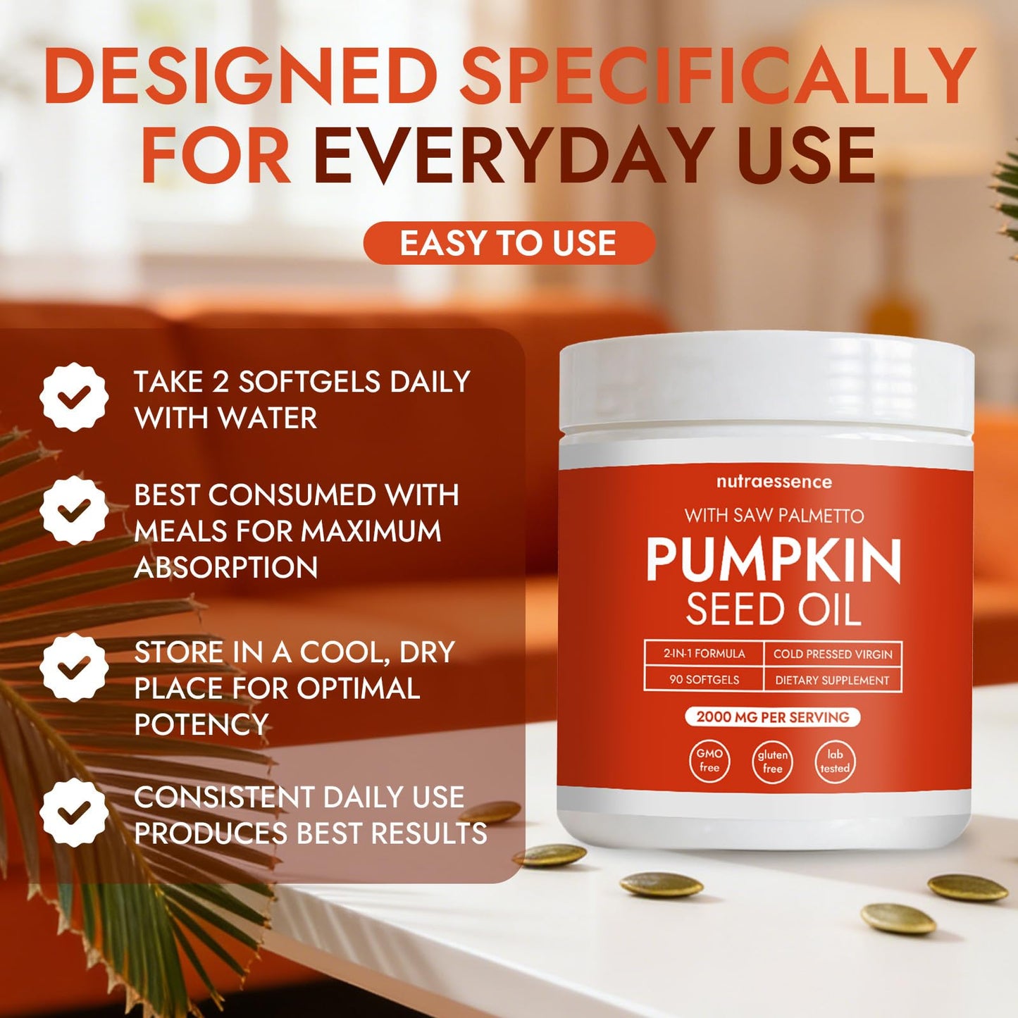 savari Nutra Essence Pumpkin Seed Oil with Saw Palmetto Capsule, 90 Count