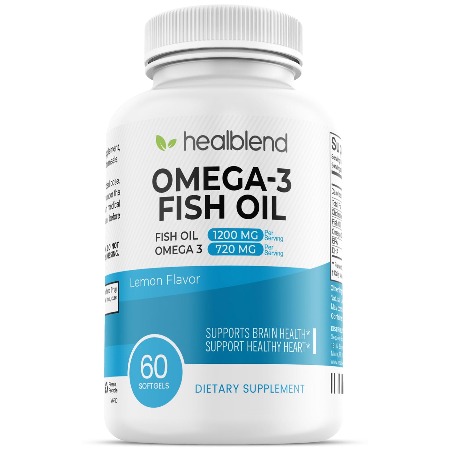 healblend DHA/EPA Omega 3 Fish Oil Softgels 60