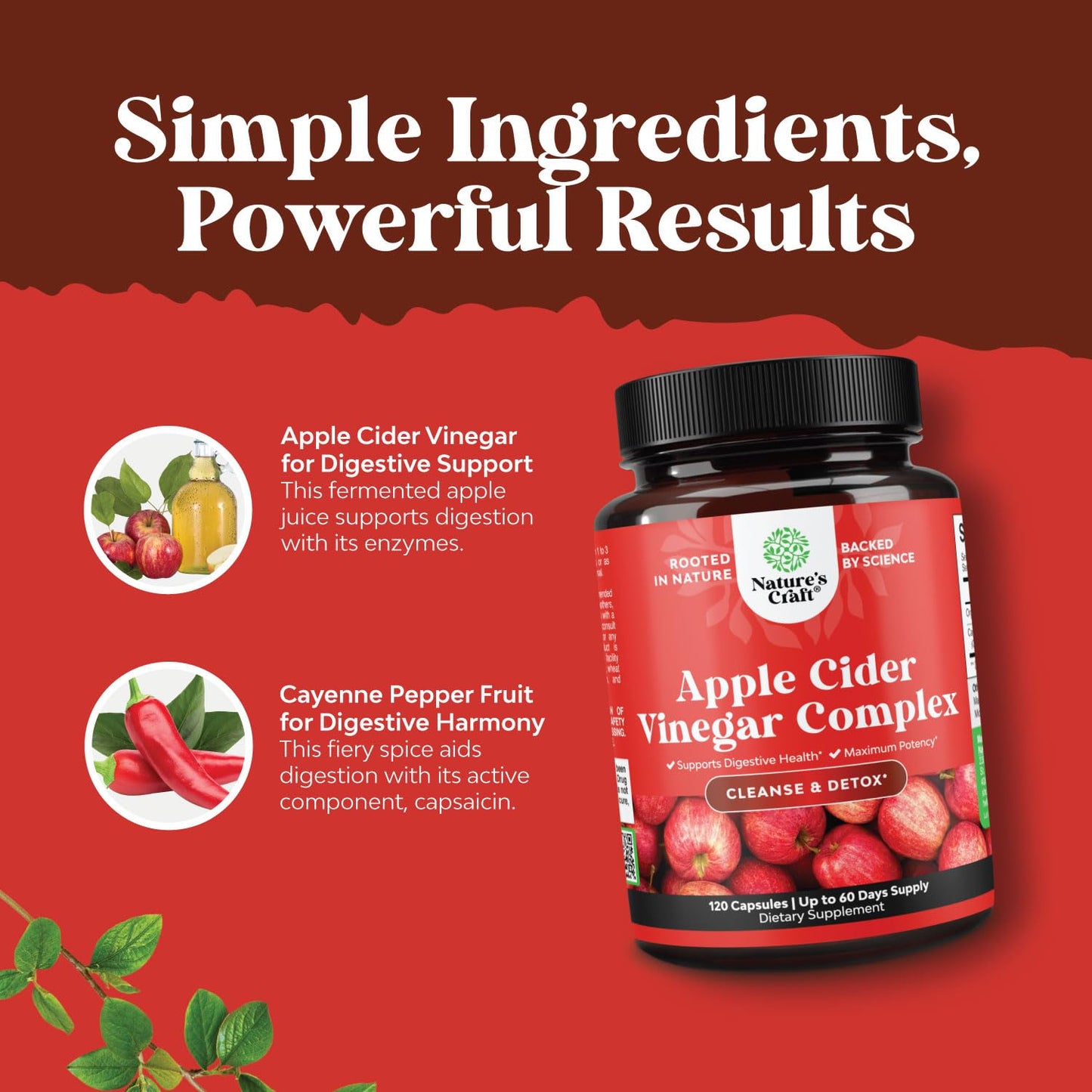 Natures Craft Apple Cider Vinegar Capsules 120 Count