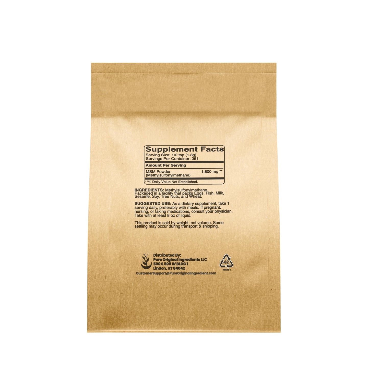 Pure Original Ingredients Methylsulfonylmethane Powder, 1 lb