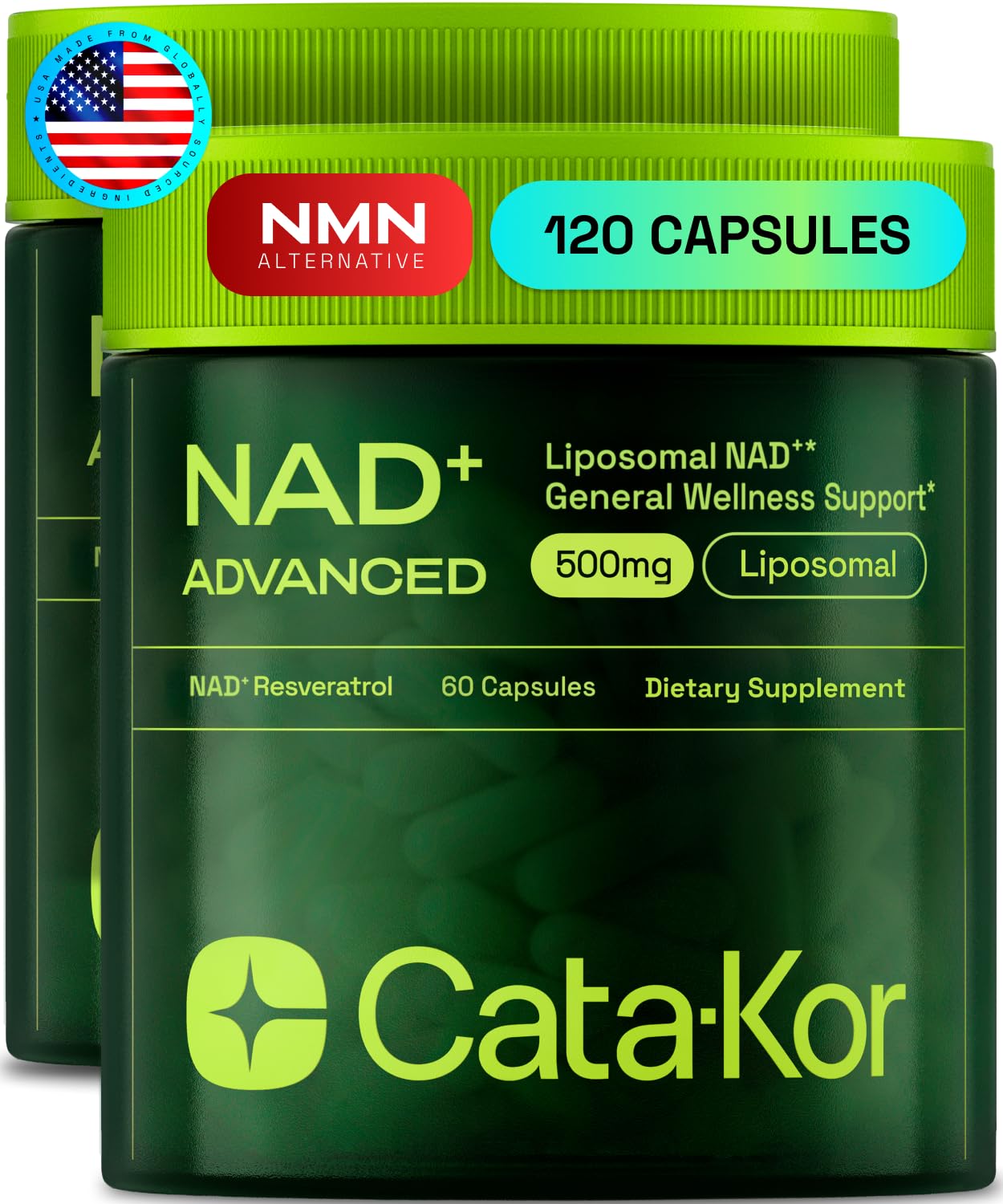 Cata-Kor Liposomal NAD Supplement with Resveratrol Capsules 120 Capsules