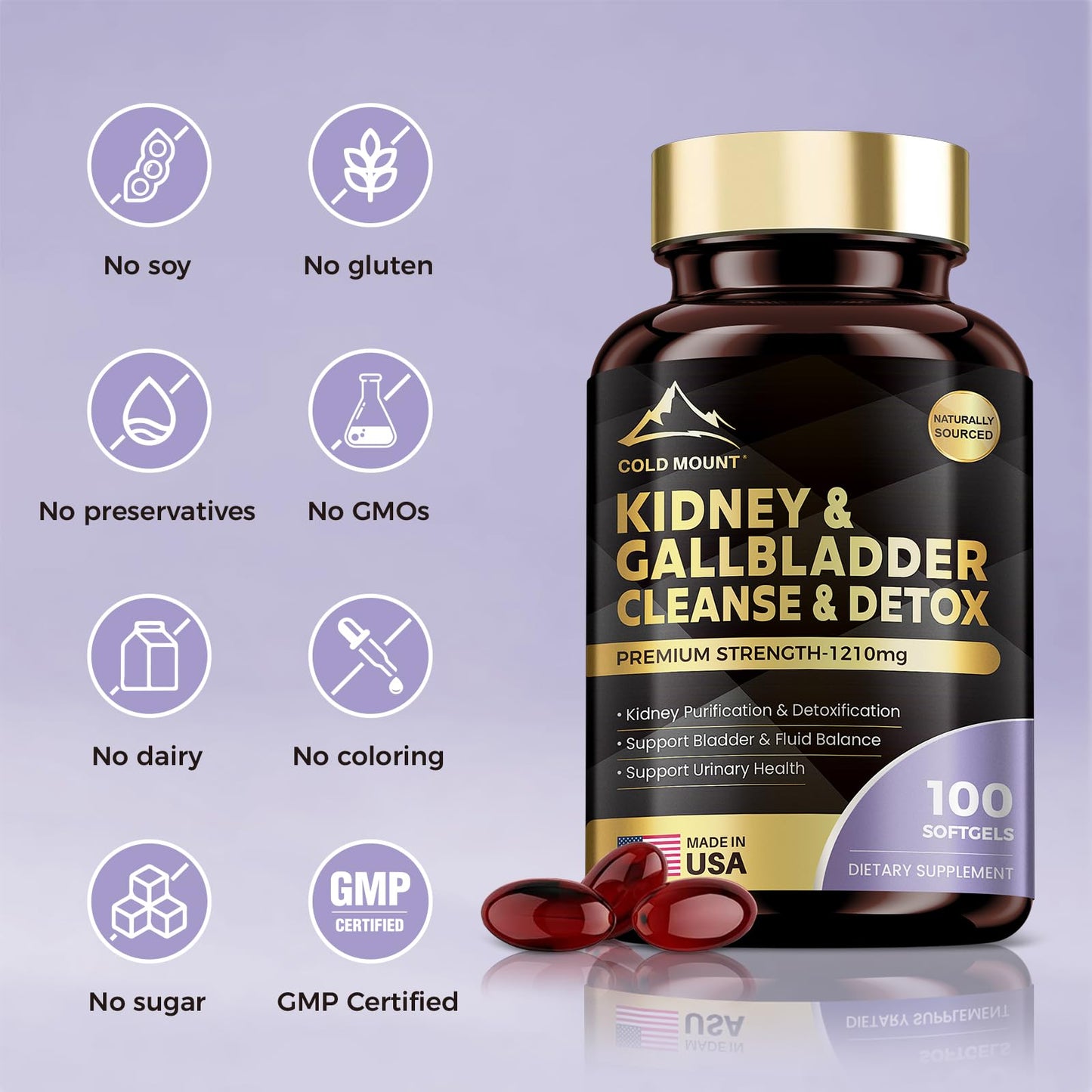 MEGNETA Kidney Cleanse Detox & Repair Softgels, 100 Count