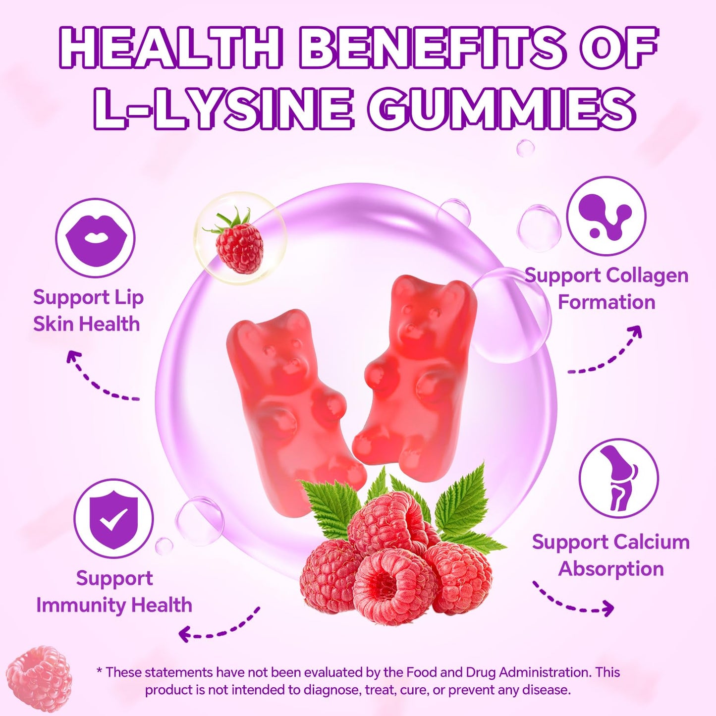 YXSW L-Lysine 1000mg Gummies 60 Count